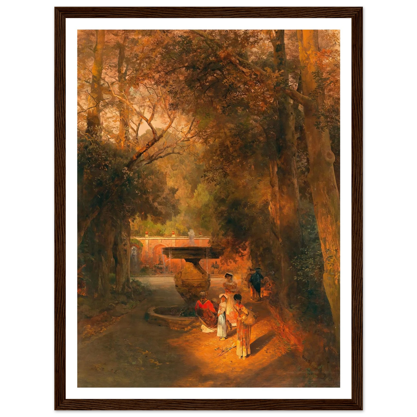 In the park by the fountain of Villa Torlonia in Frascati, near Rome Art Print | Oswald Achenbach-Quipham Collections