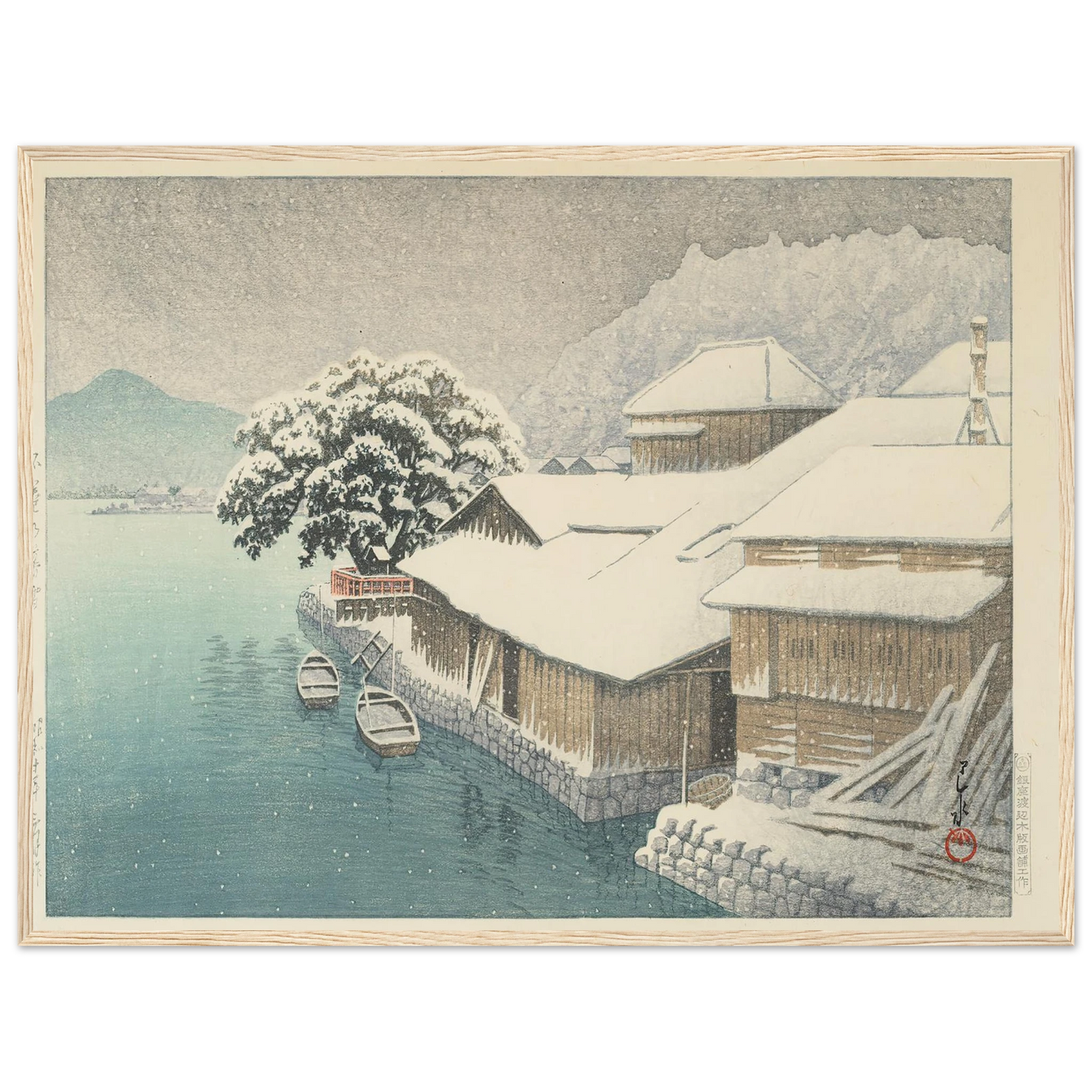Ishinomaki no bosetsu (Evening Snow at Ishinomaki) (1935) Art Print | Kawase Hasui-Quipham Collections