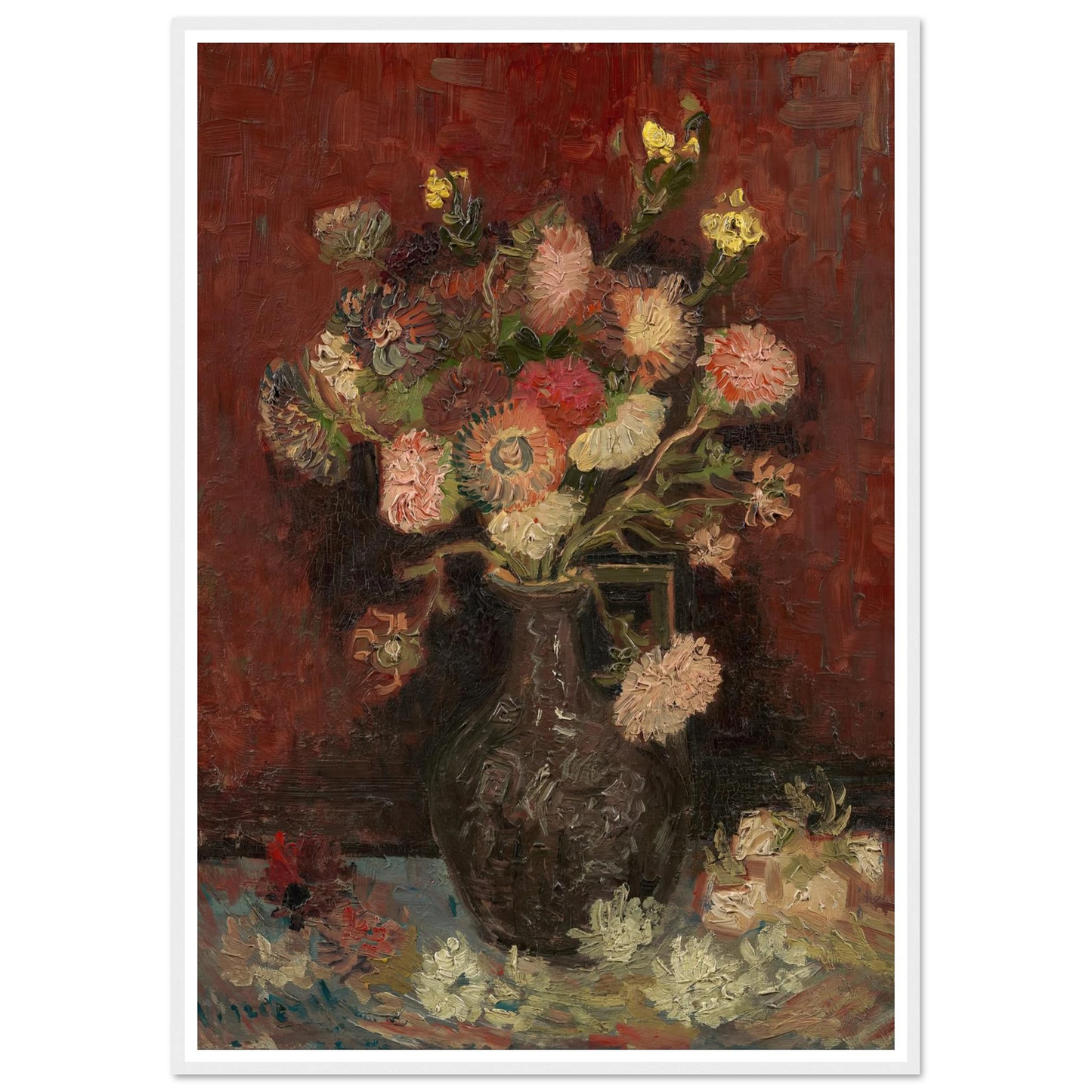 Vase with Chinese asters and gladioli (1886) Art Print | Vincent van Gogh-Quipham Collections