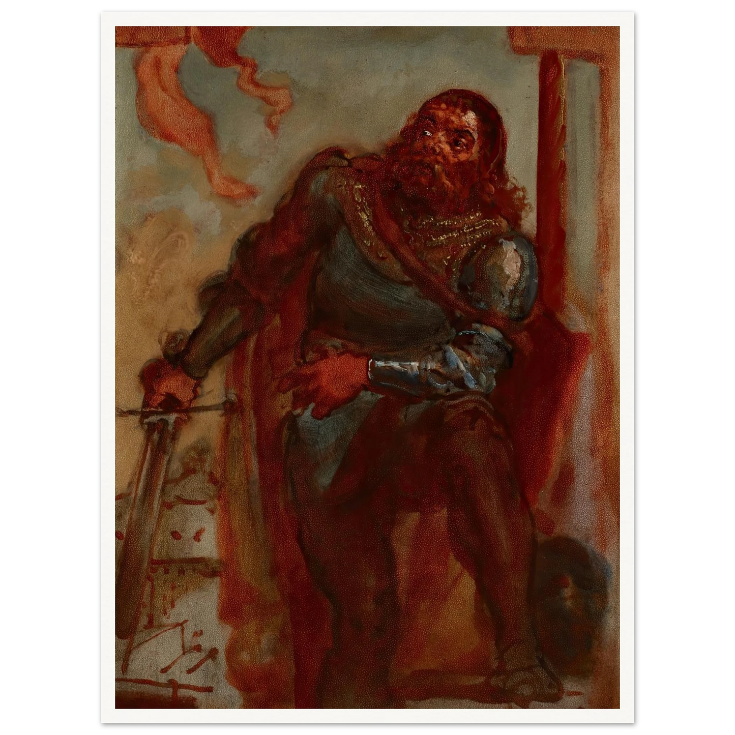 Sketch for the painting ‘Wacław Wilczek during the defence of the Benedictine monastery in Trzebice in Moravia in 1468 against Maciej Korwin’ (1876) Art Print | Jan Matejko-Quipham Collections