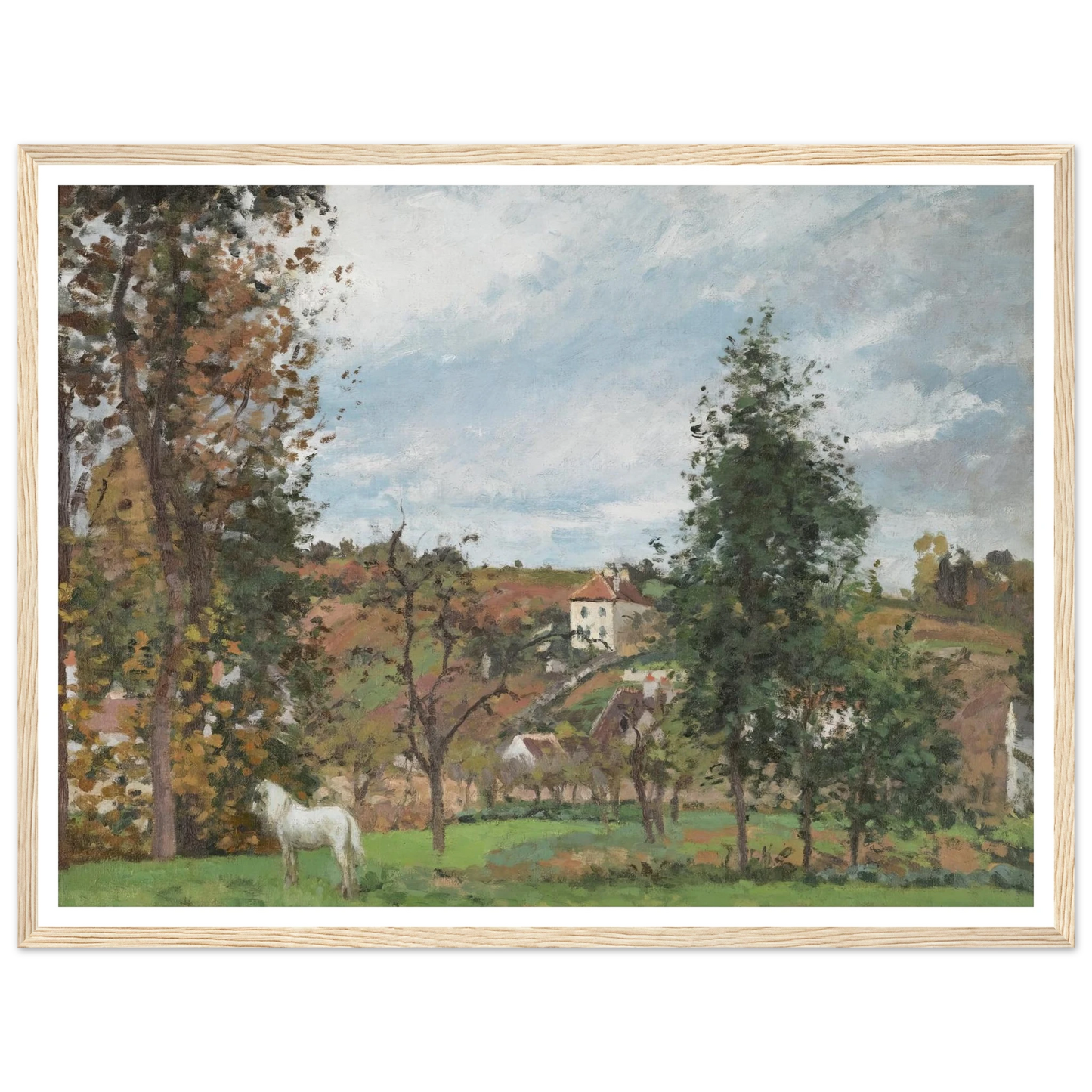 Paysage Avec Cheval Blanc Dans Un Pré, L’hermitage, Pontoise (1872) Art Print | Camille Pissarro-Quipham Collections