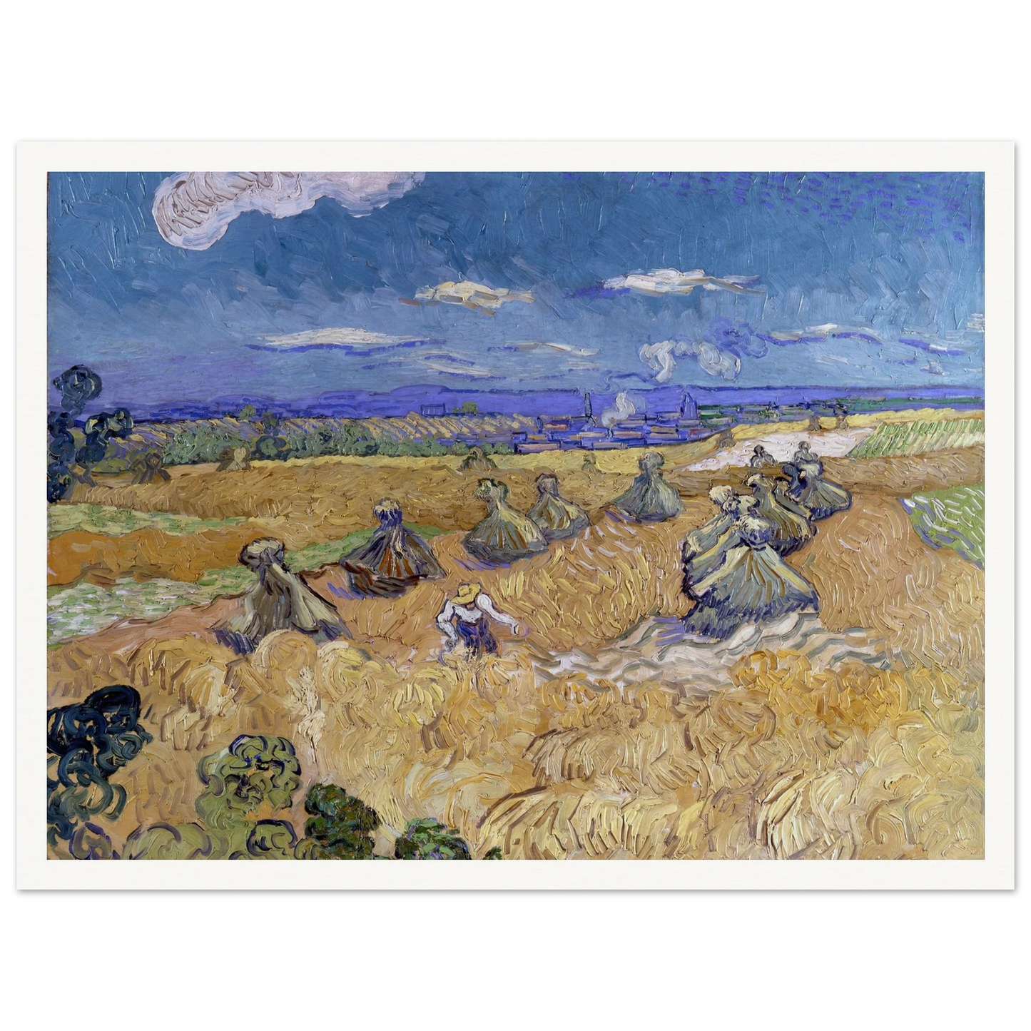 Wheat Fields with Reaper, Auvers Art Print | Vincent van Gogh-Quipham Collections