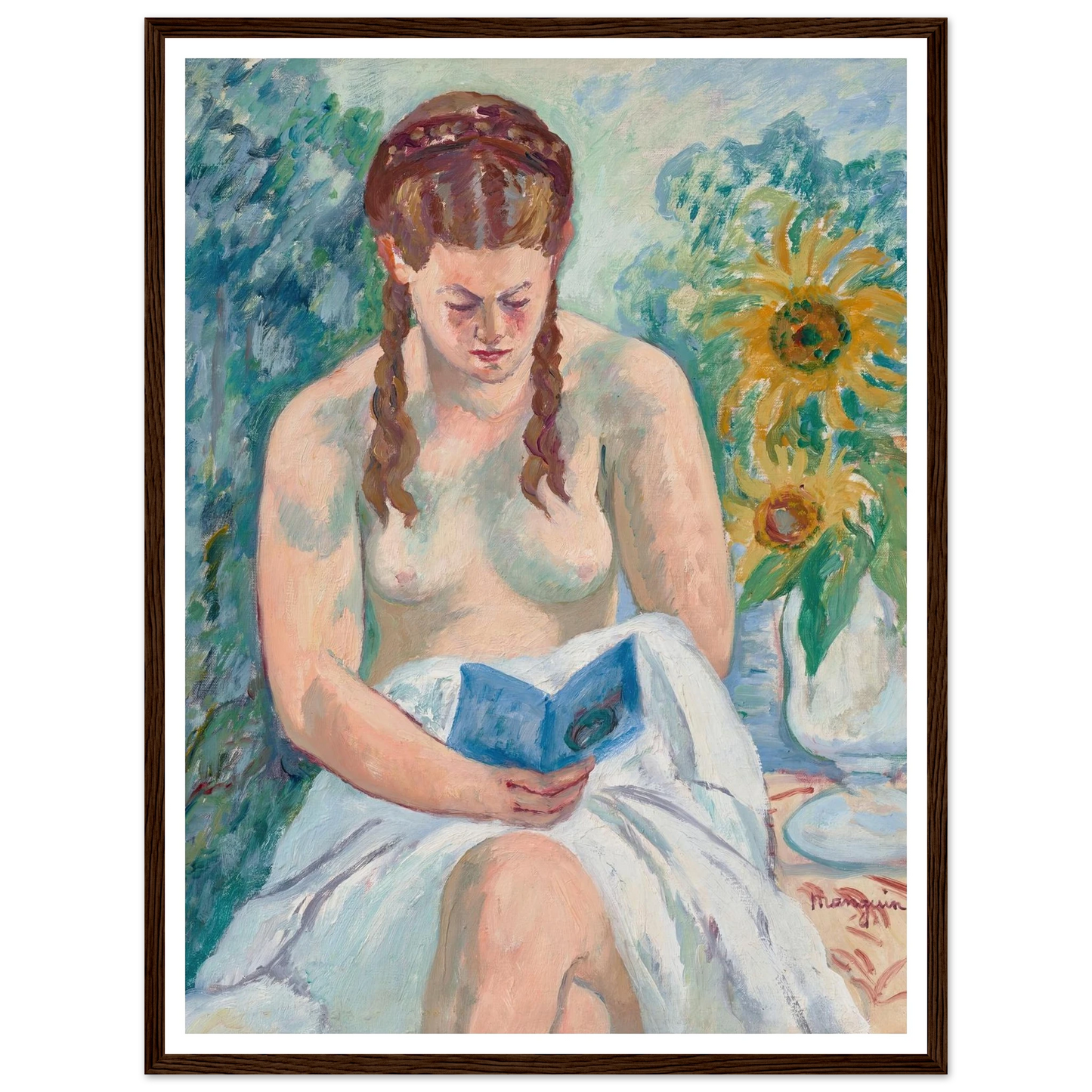 Geneviève Sauty nue lisant (1945) Art Print | Henri Manguin-Quipham Collections