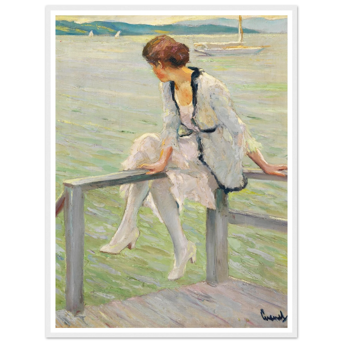 Young woman at Lake Starnberg (1915-1920) Art Print | Edward Cucue-Quipham Collections