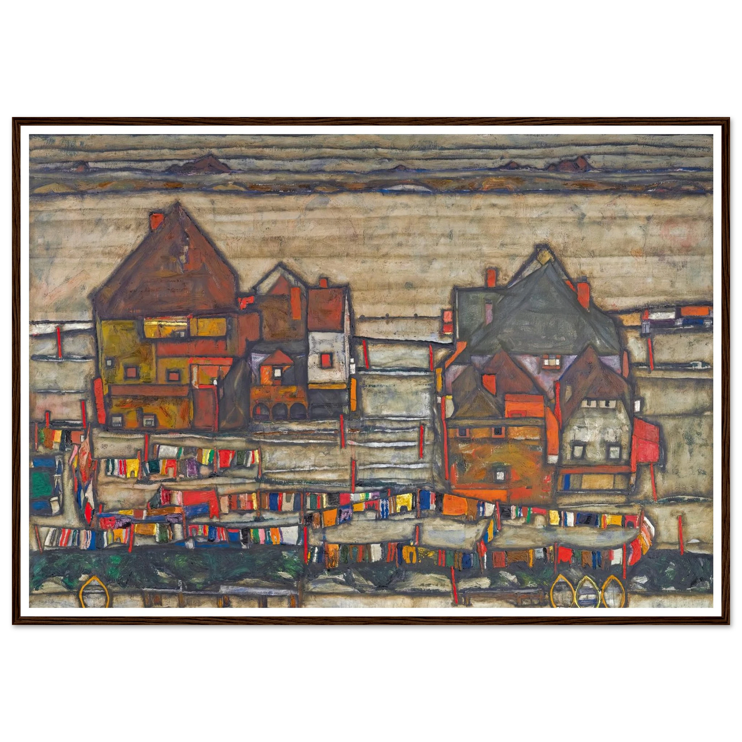 Houses With Laundry (Suburb II) (1914) Art Print | Egon Schiele-Quipham Collections