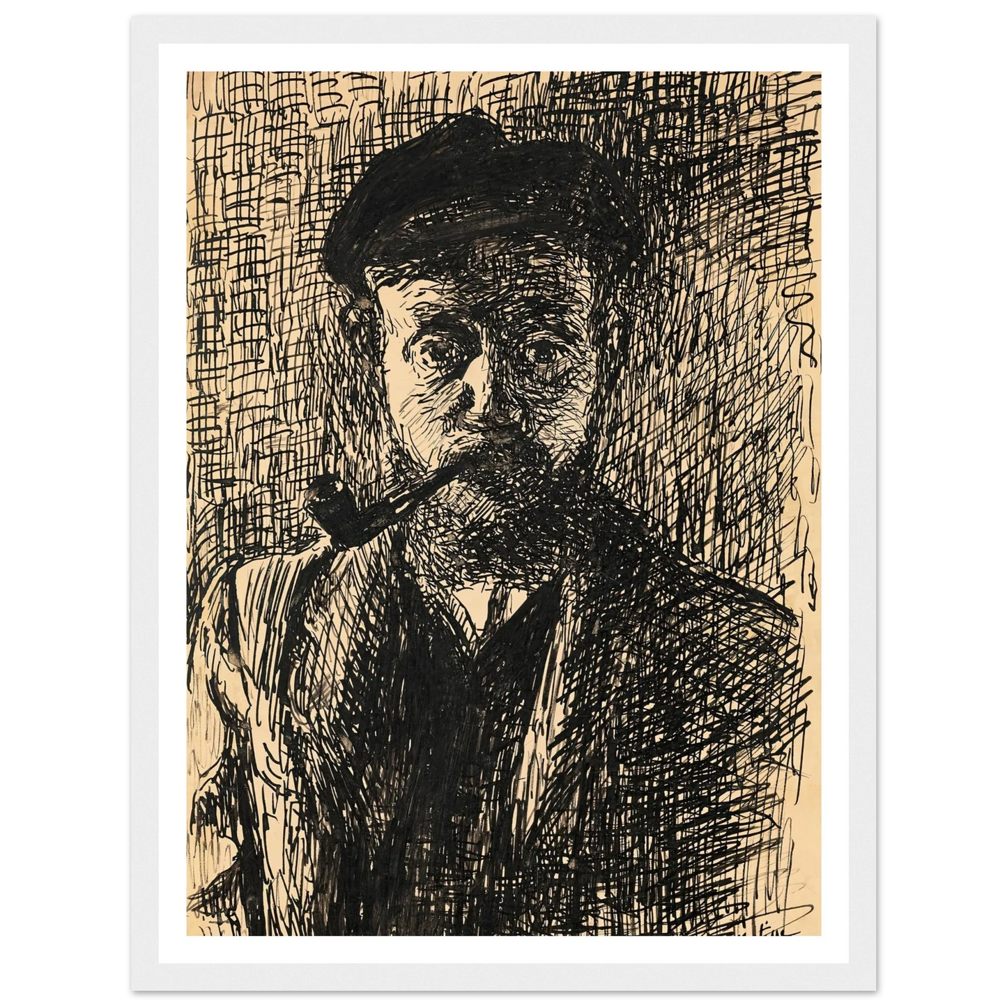 Autoportrait à la pipe (1900) Art Print | Henri Matisse-Quipham Collections