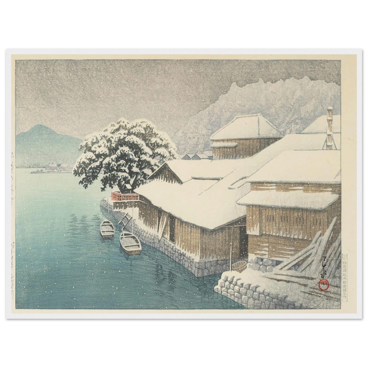 Ishinomaki no bosetsu (Evening Snow at Ishinomaki) (1935) Art Print | Kawase Hasui-Quipham Collections