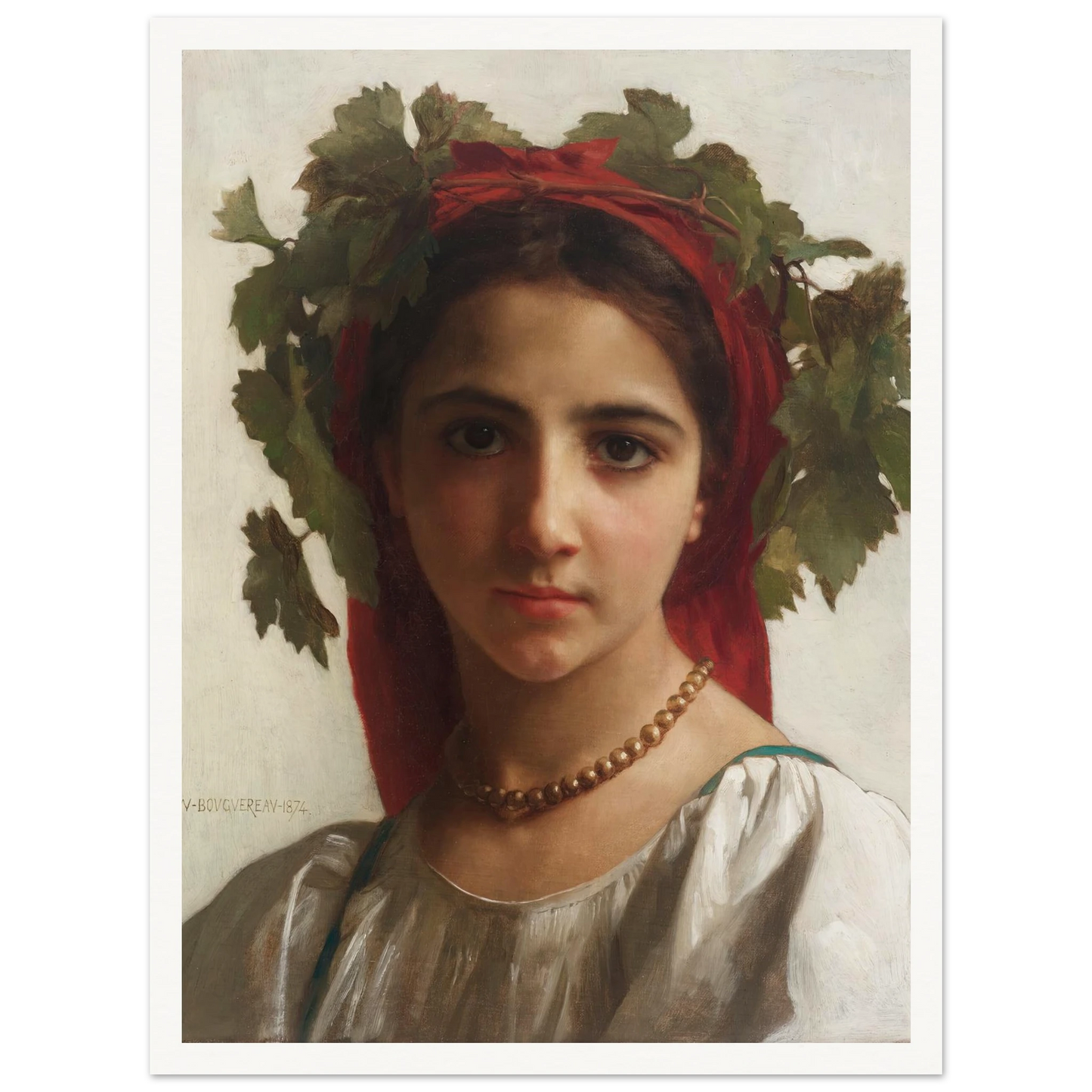Jeune fille couronnée de pampres (1874) Art Print | William Bouguereau-Quipham Collections