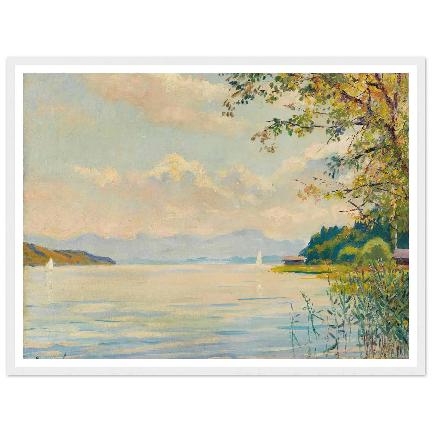 Lake Starnberg – distant view (1920) Art Print | Edward Cucue-Quipham Collections