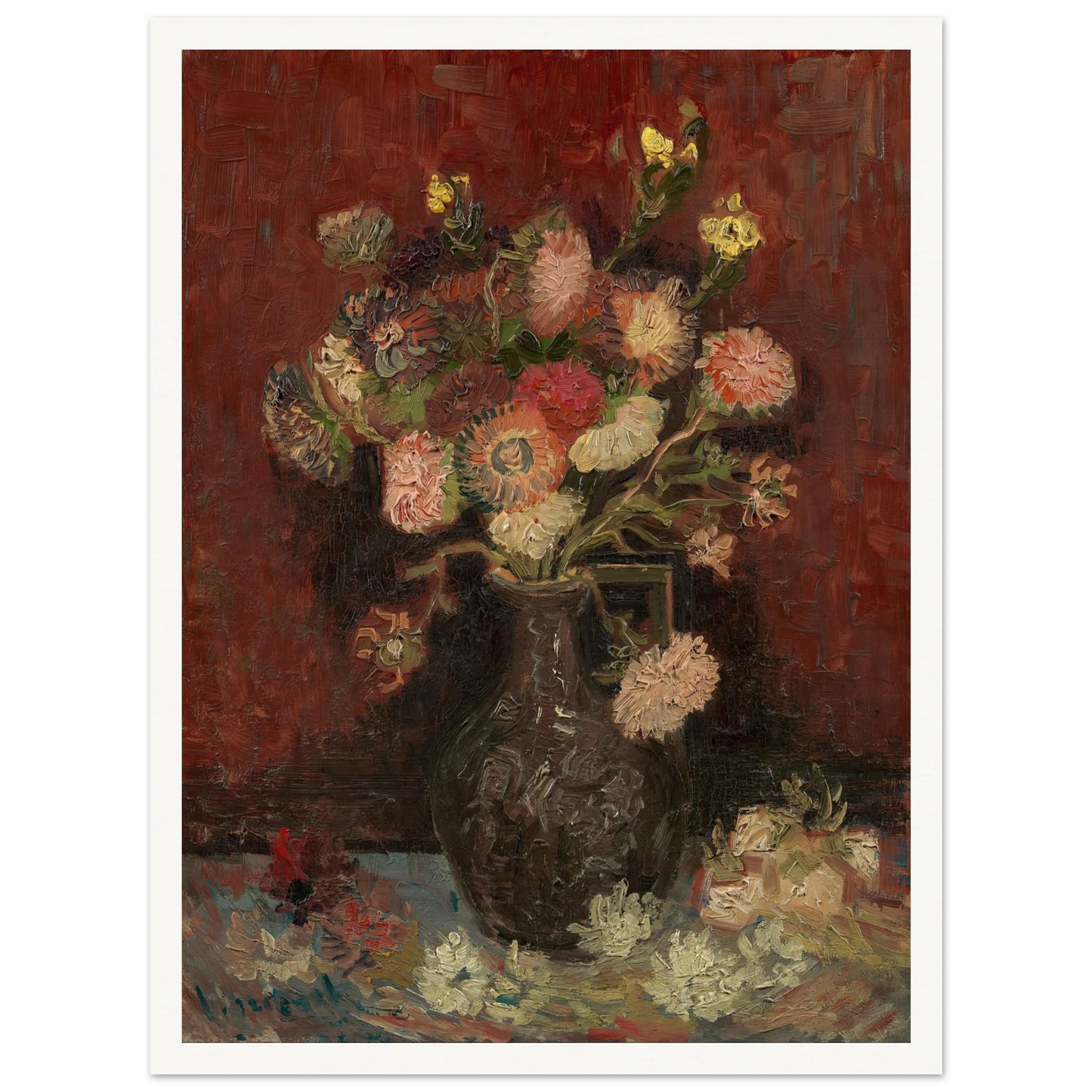 Vase with Chinese asters and gladioli (1886) Art Print | Vincent van Gogh-Quipham Collections