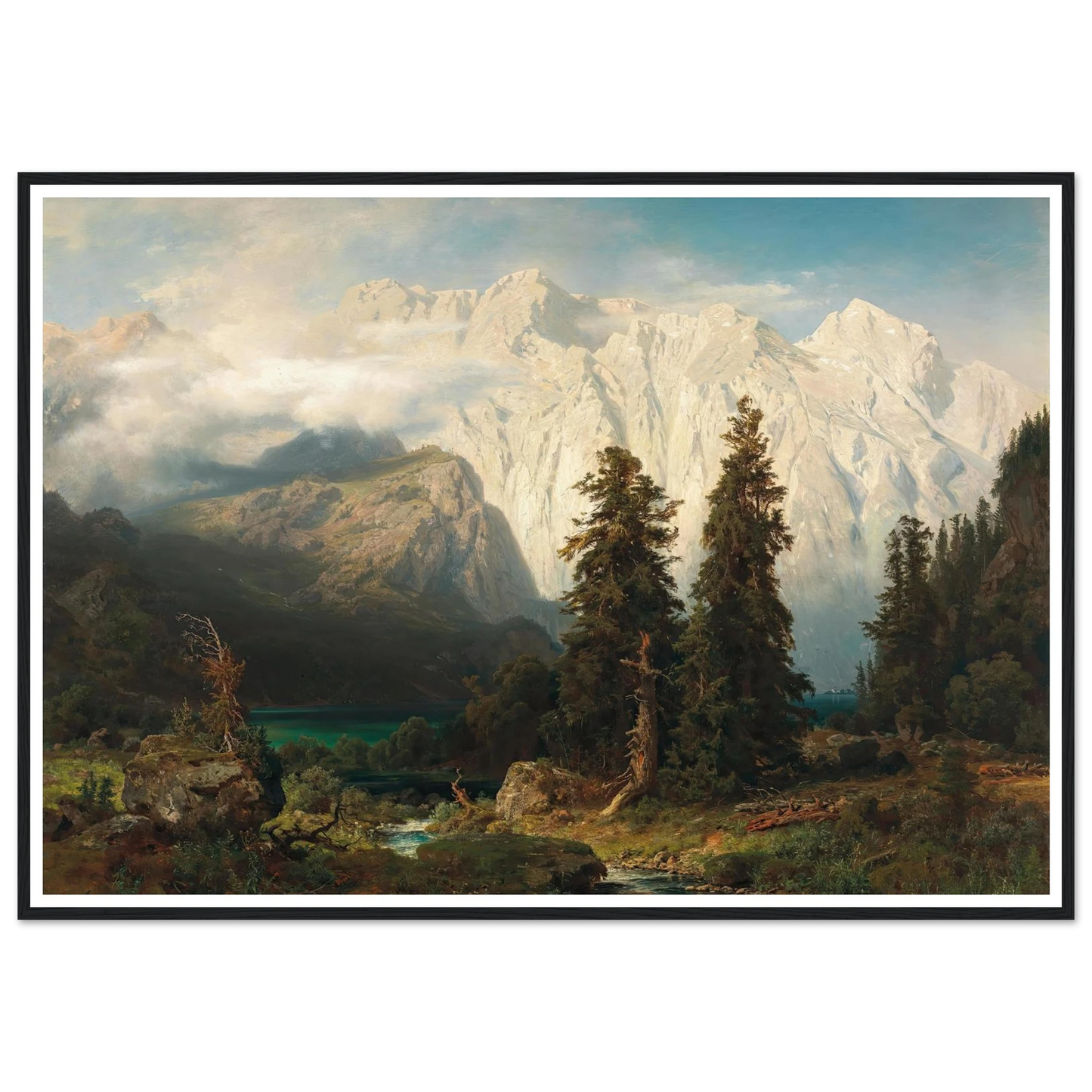 A View of the Watzmann Mountain and Lake Königssee (1856) Art Print | August Wilhelm Leu-Quipham Collections