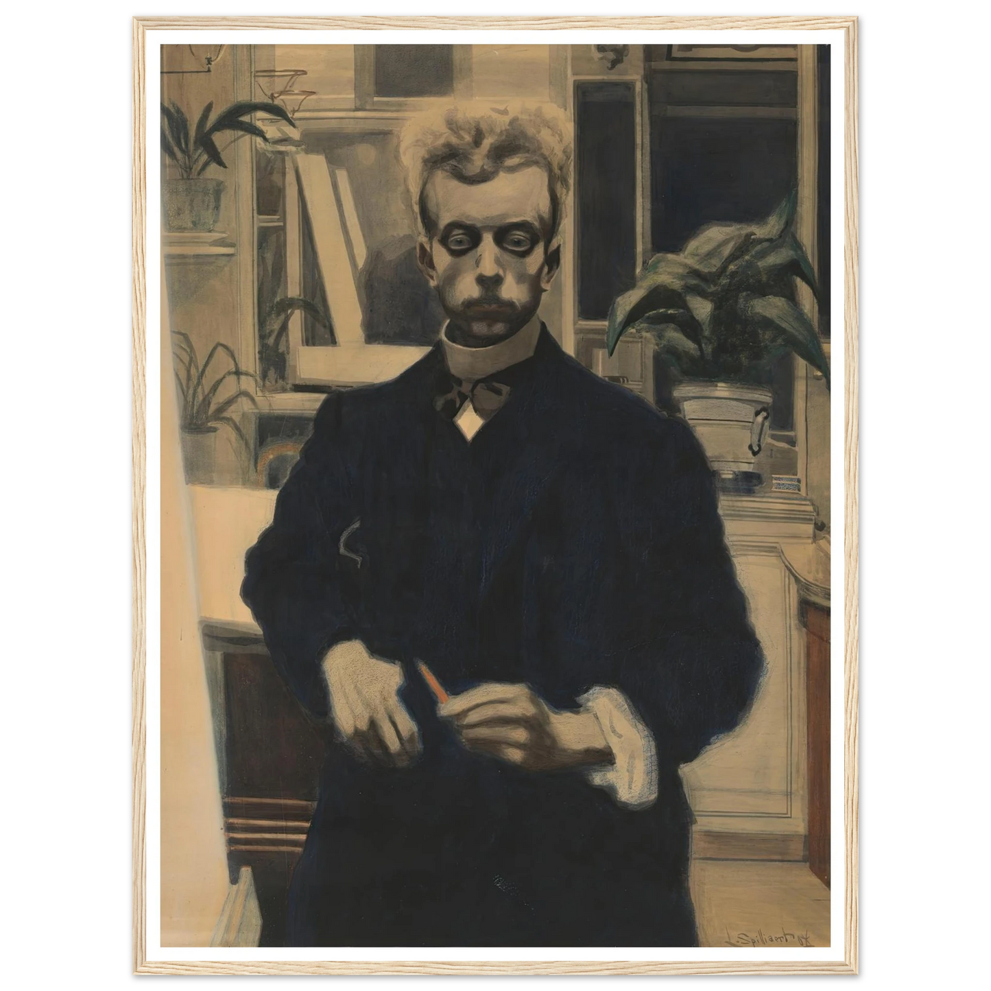 Zelfportret met rood potlood (1908) Art Print | Leon Spilliaert-Quipham Collections