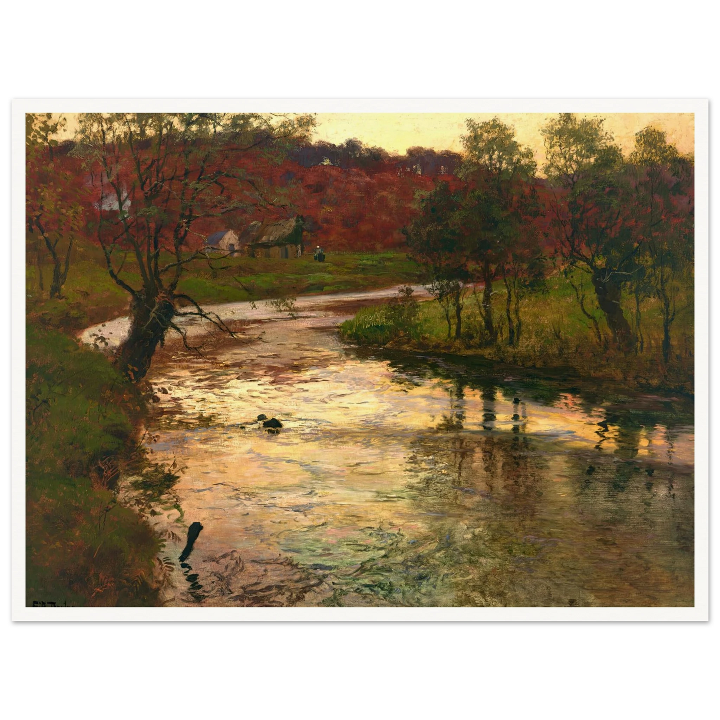 Sunset over L’Elle river, near Quimperlé, France (1901) Art Print | Frits Thaulow-Quipham Collections