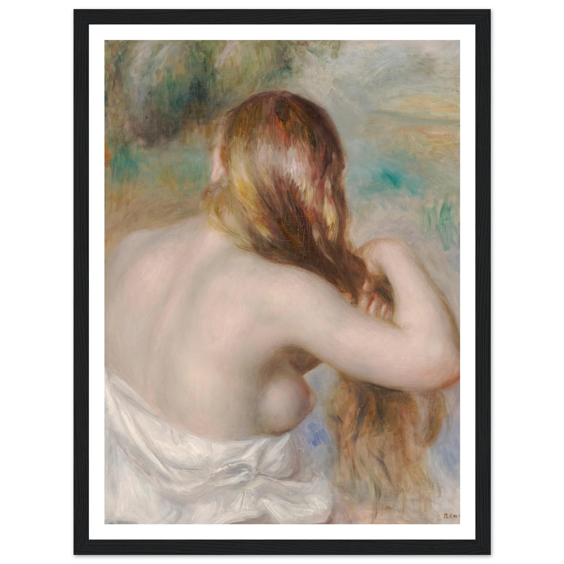 Blonde Braiding Her Hair (1886) Art Print | Pierre Auguste Renoir-Quipham Collections