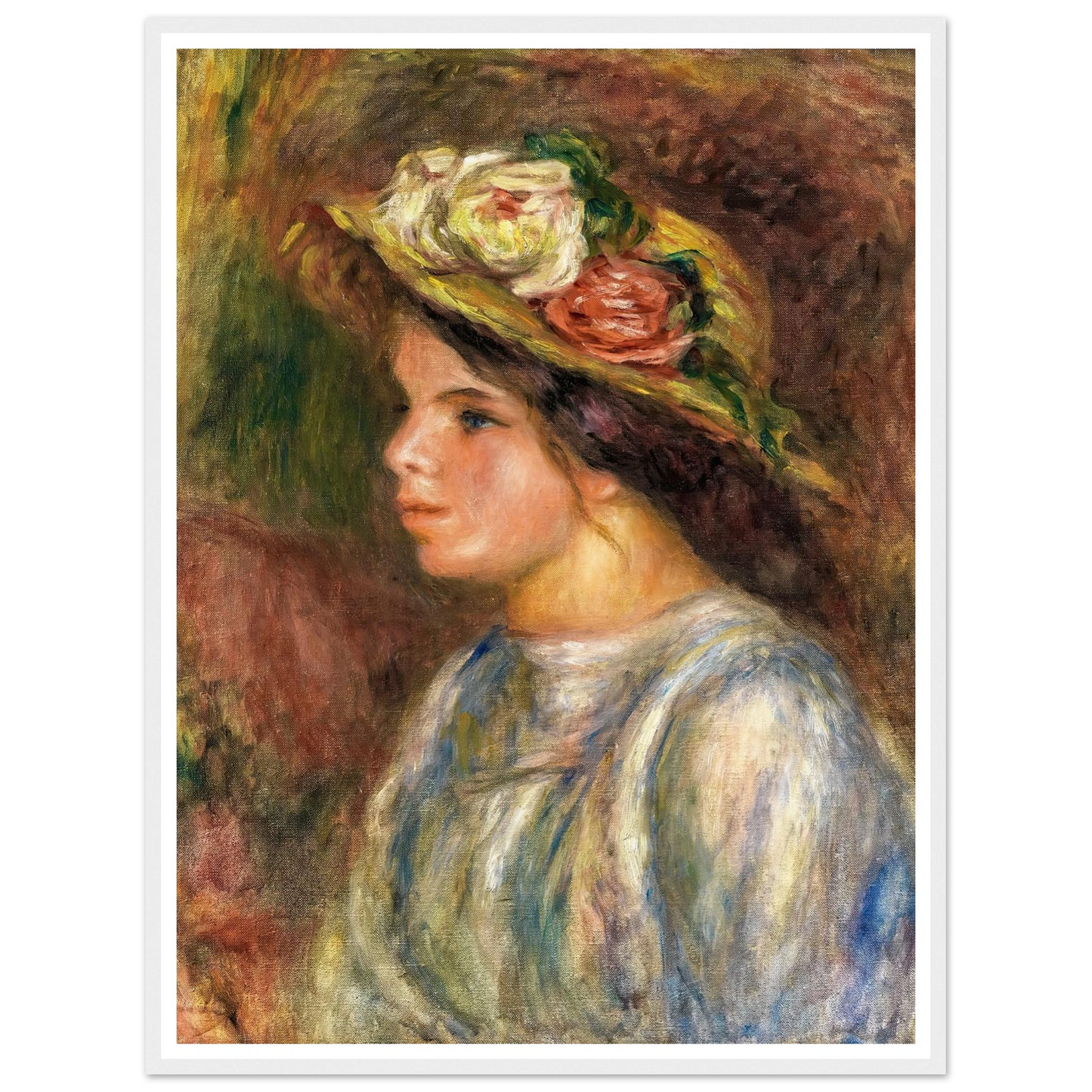 Buste De Femme, Chapeau De Paille Garni (circa 1914) Art Print | Pierre Auguste Renoir-Quipham Collections