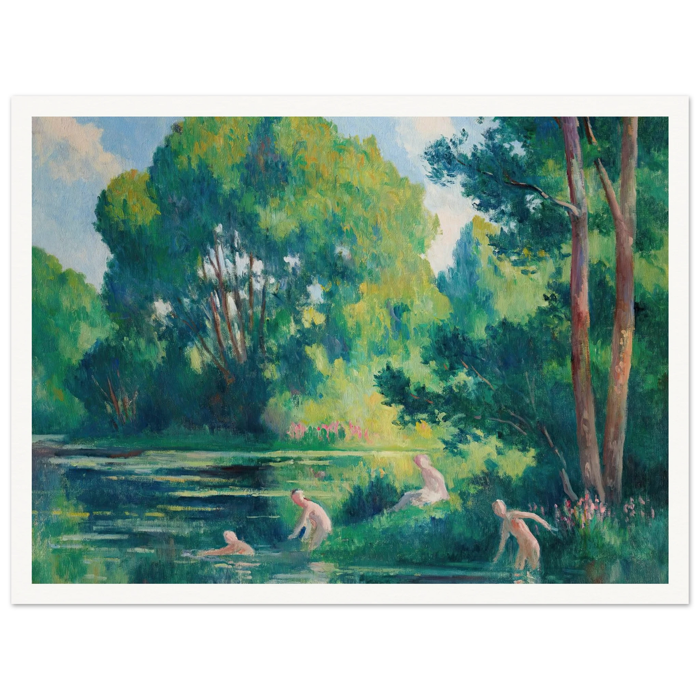 Rolleboise, baignade dans le petit bras de la Seine (1920) Art Print | Maximilien Luce-Quipham Collections