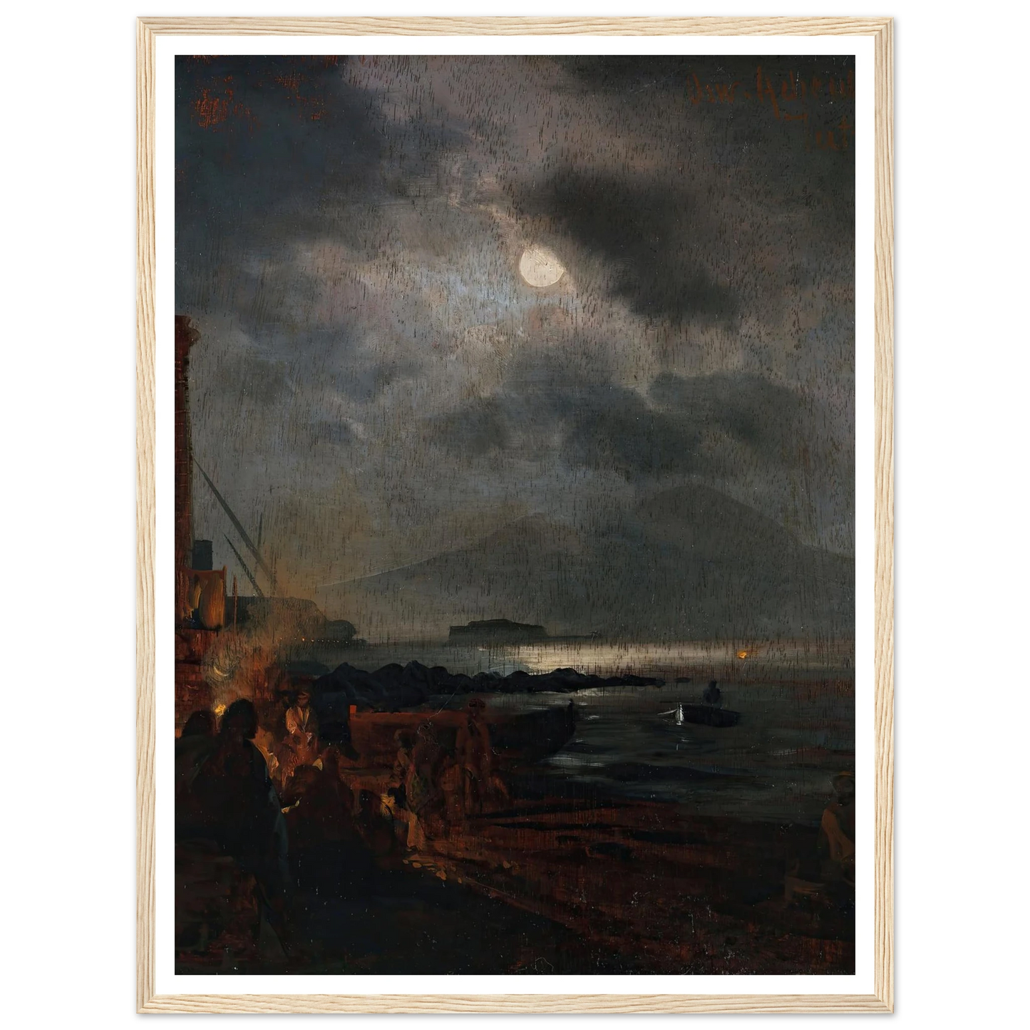 Fischer in der Bucht von Neapel bei Mondschein (1885) Art Print | Oswald Achenbach-Quipham Collections