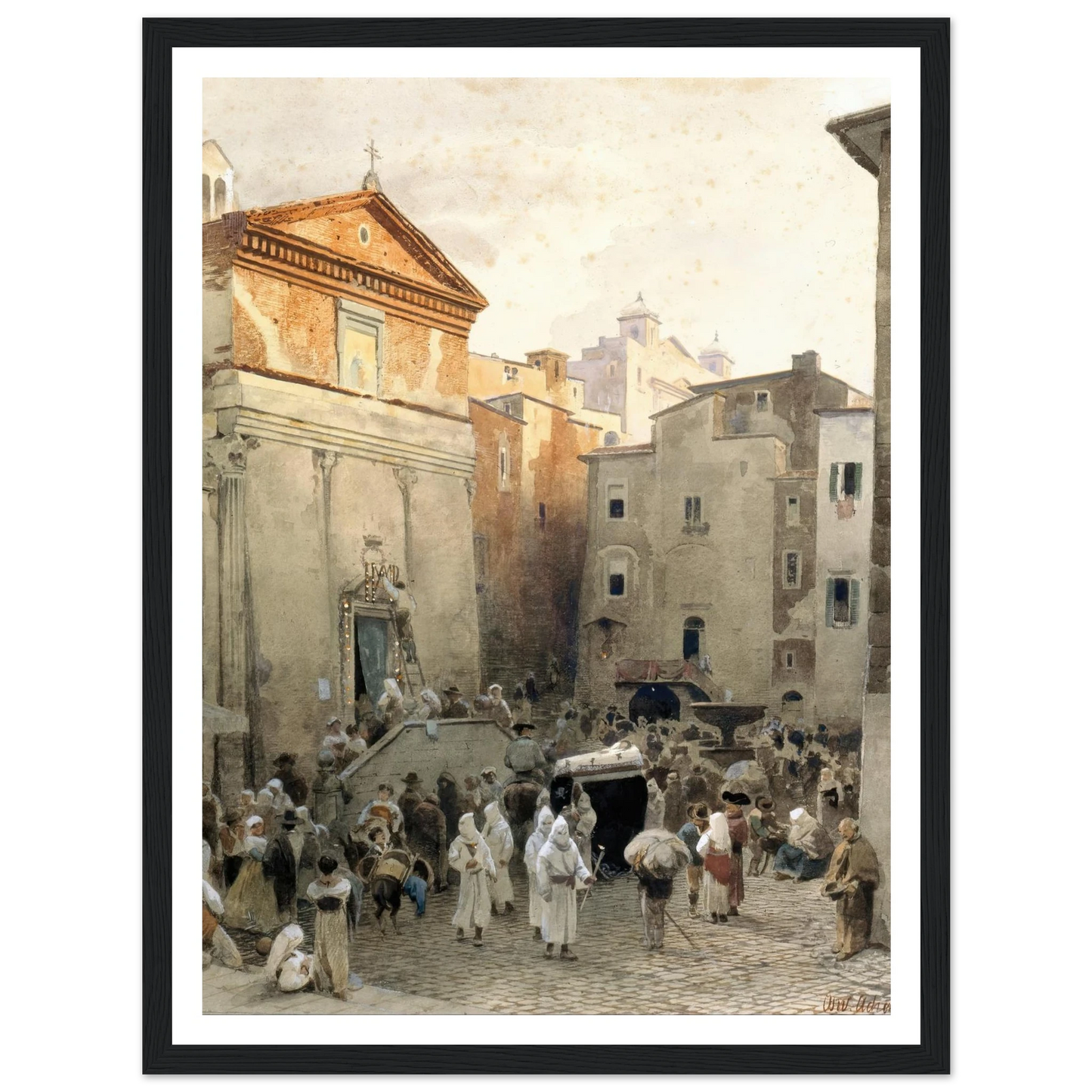 Funeral in Palestrina (circa 1857) Art Print | Oswald Achenbach-Quipham Collections