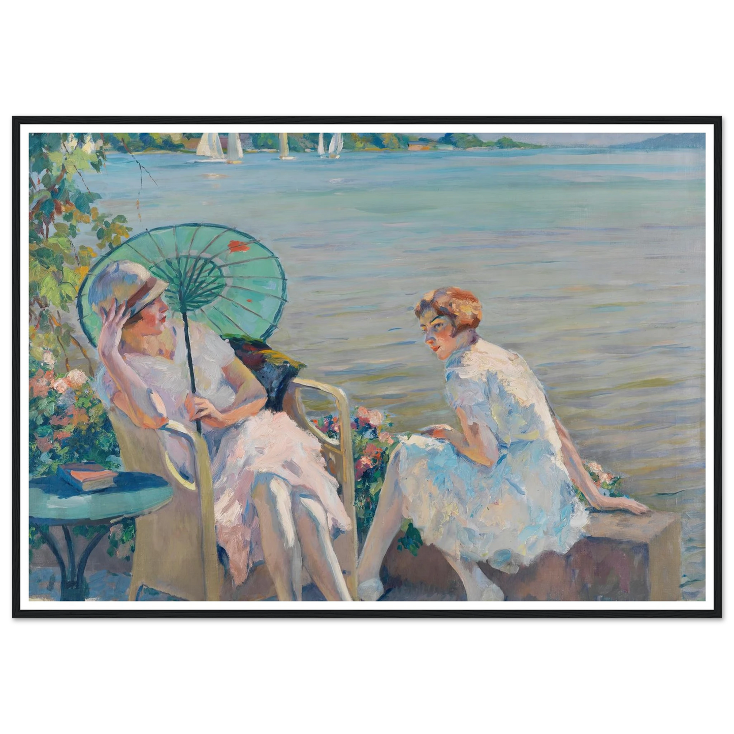 Summer afternoon at the lake (1920) Art Print | Edward Cucue-Quipham Collections