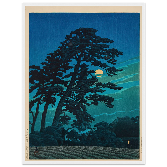 Magome no tsuki (Moon at Magome) (1930) Art Print | Kawase Hasui - Framed Poster - 30x40 cm / 12x16″ - Black frame