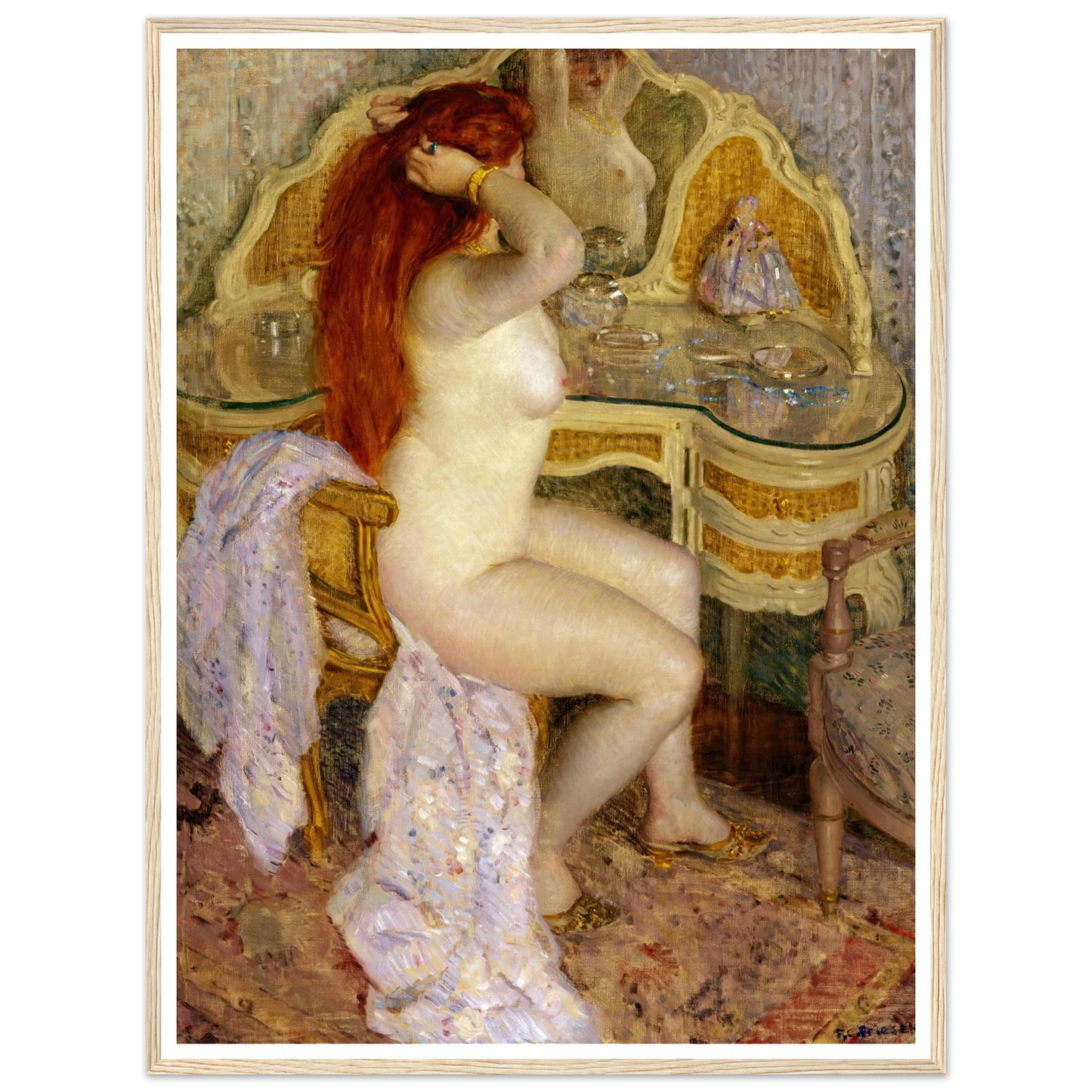 Nude Seated at Her Dressing Table (1909) Art Print | Frederick Carl Frieseke-Quipham Collections