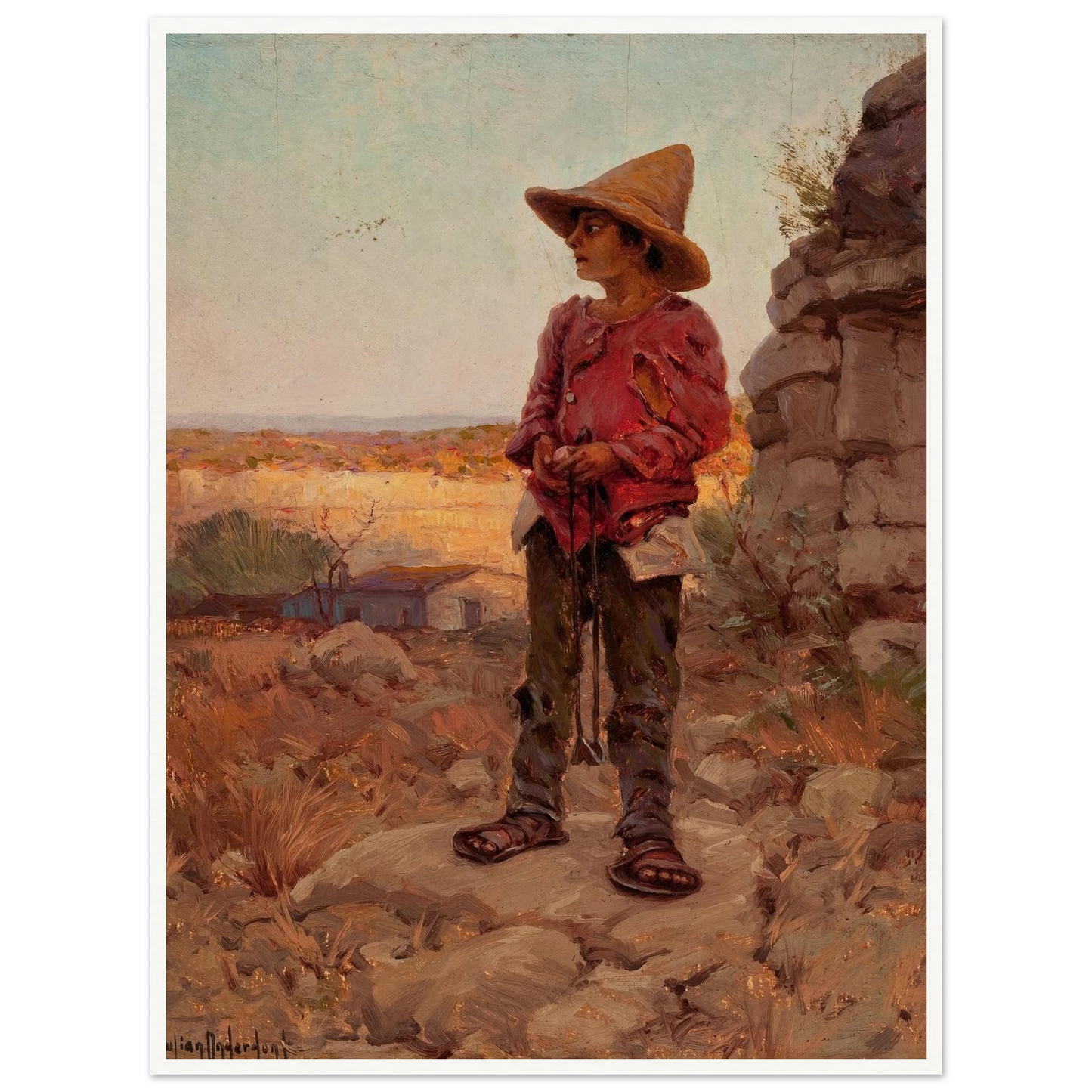 Goat Herder at the San Antonio Quarry (1909) Art Print | Julian Onderdonk-Quipham Collections