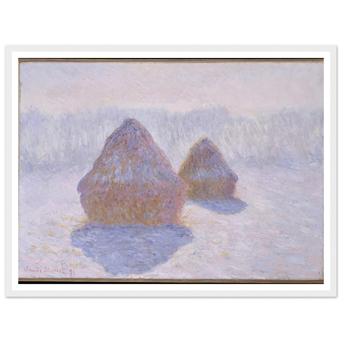 Haystacks (Effect of Snow and Sun) (1891) Art Print | Claude Monet-Quipham Collections