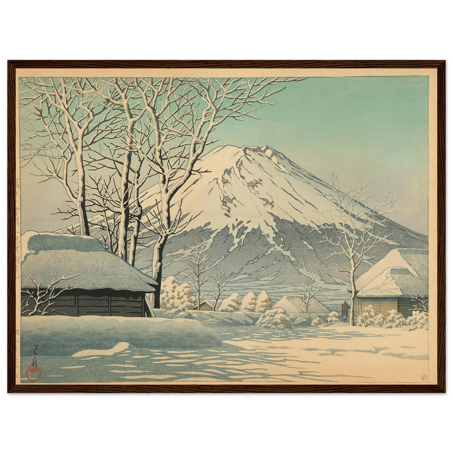 Fuji no yukibare, Oshino fukin (Mt. Fuji, clearing after a snowfall in Oshiono) (1952) Art Print | Kawase Hasui-Quipham Collections