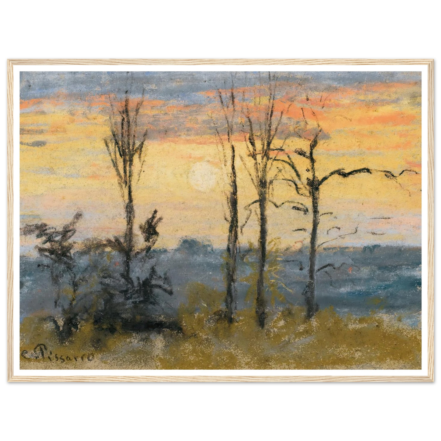 Coucher De Soleil Art Print | Camille Pissarro-Quipham Collections