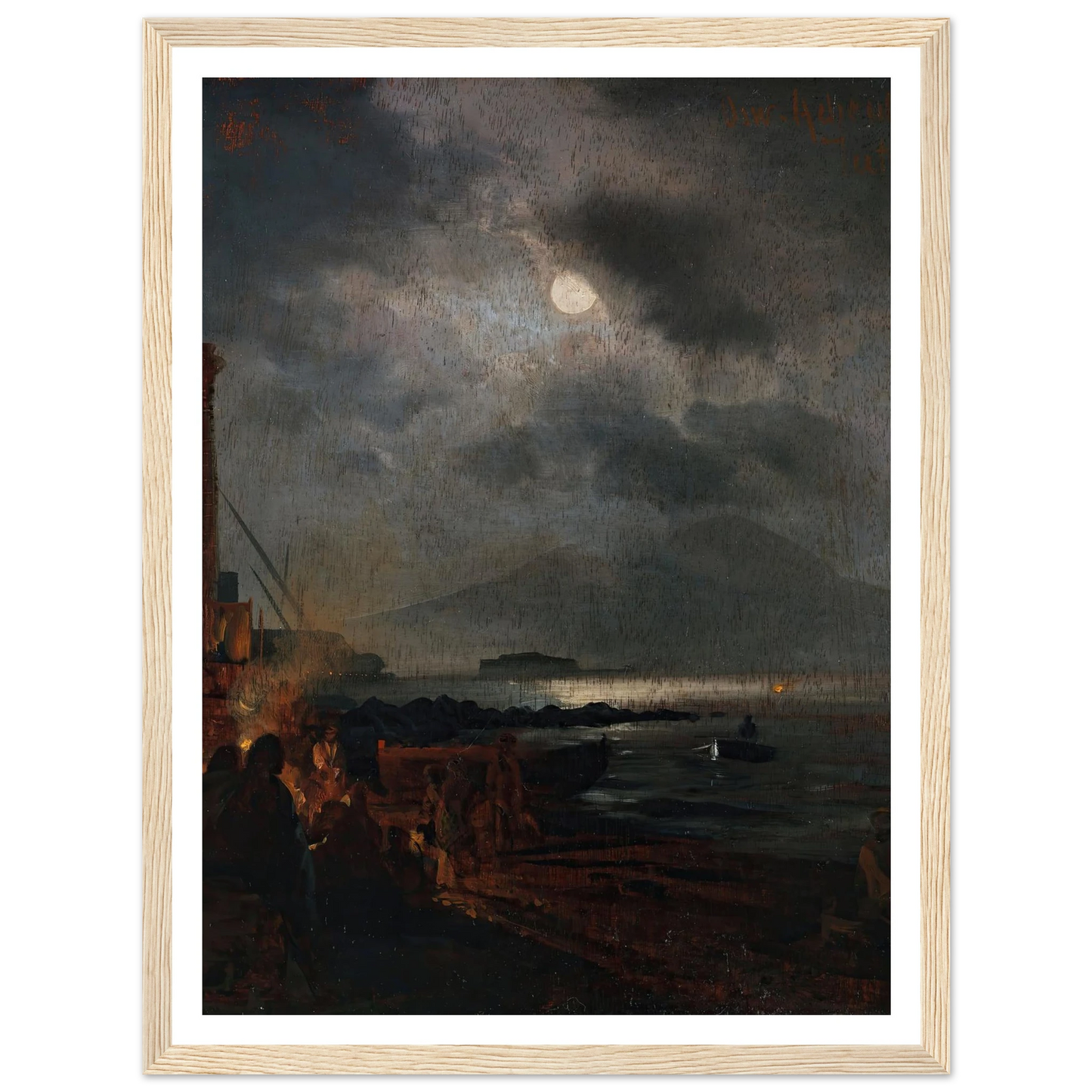 Fischer in der Bucht von Neapel bei Mondschein (1885) Art Print | Oswald Achenbach-Quipham Collections