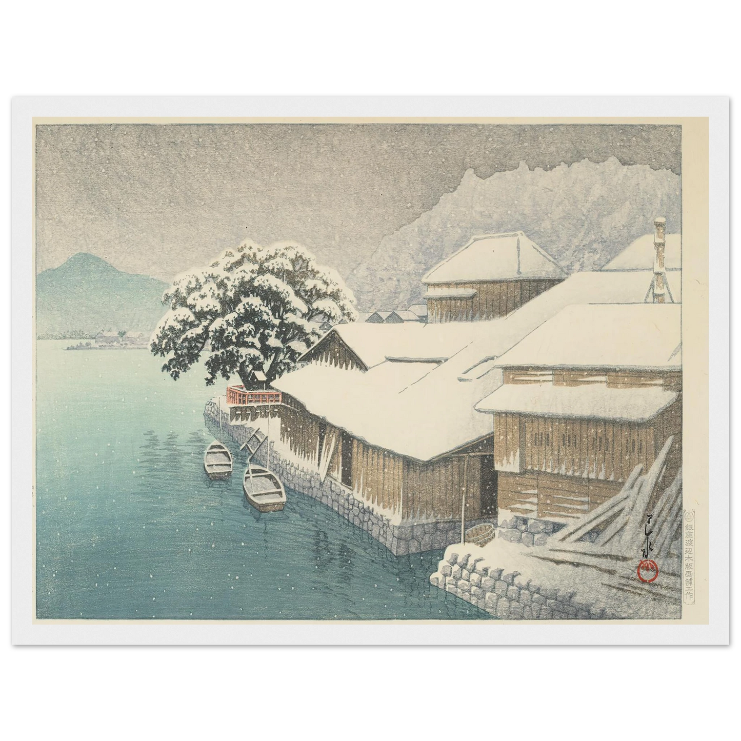 Ishinomaki no bosetsu (Evening Snow at Ishinomaki) (1935) Art Print | Kawase Hasui-Quipham Collections