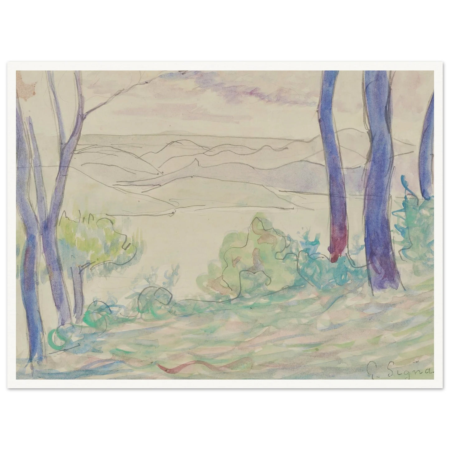 Paysage méditerranéen (1895) Art Print | Paul Signac-Quipham Collections