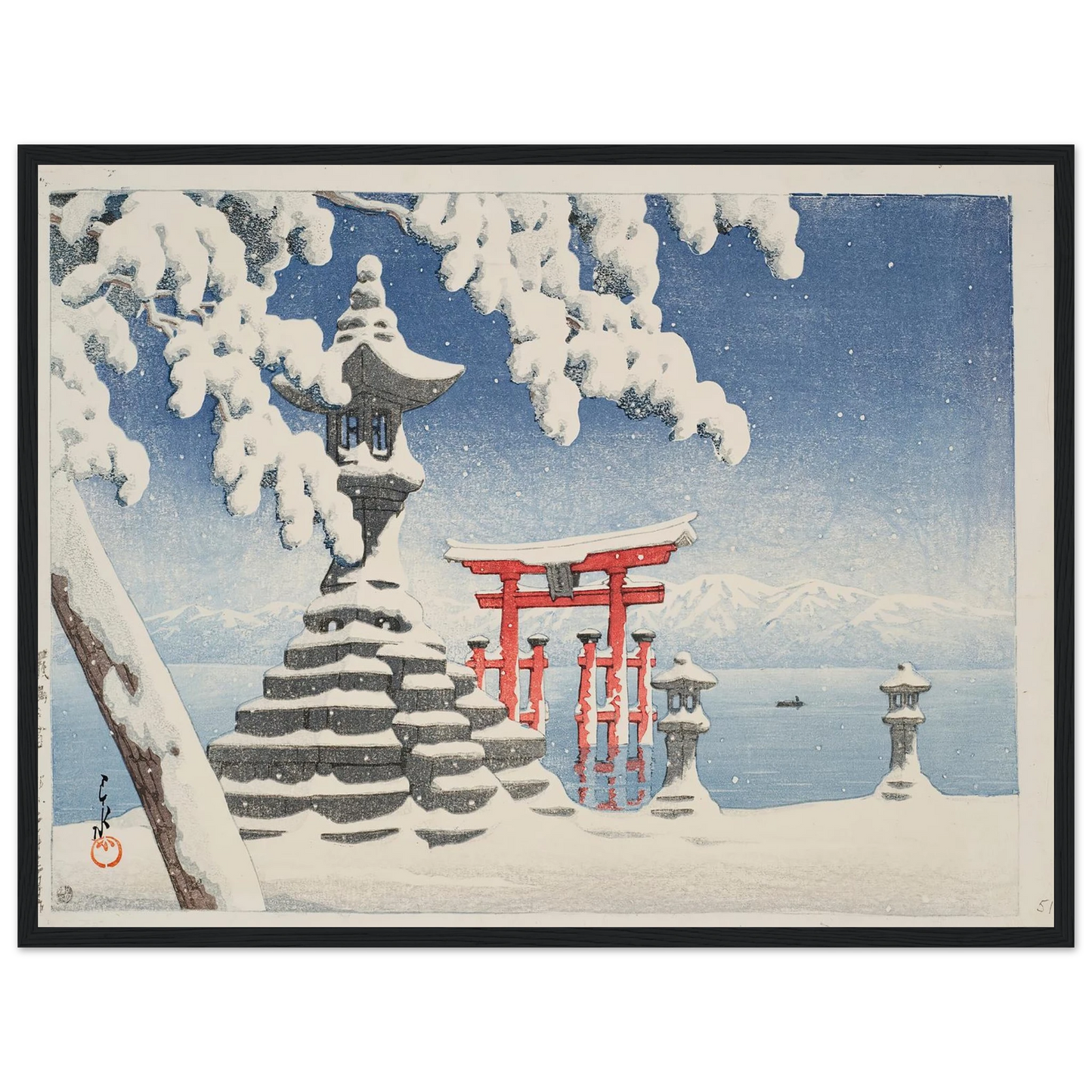 Itsukushima no yuki (Snow at Itsukushima) (1932) Art Print | Kawase Hasui-Quipham Collections