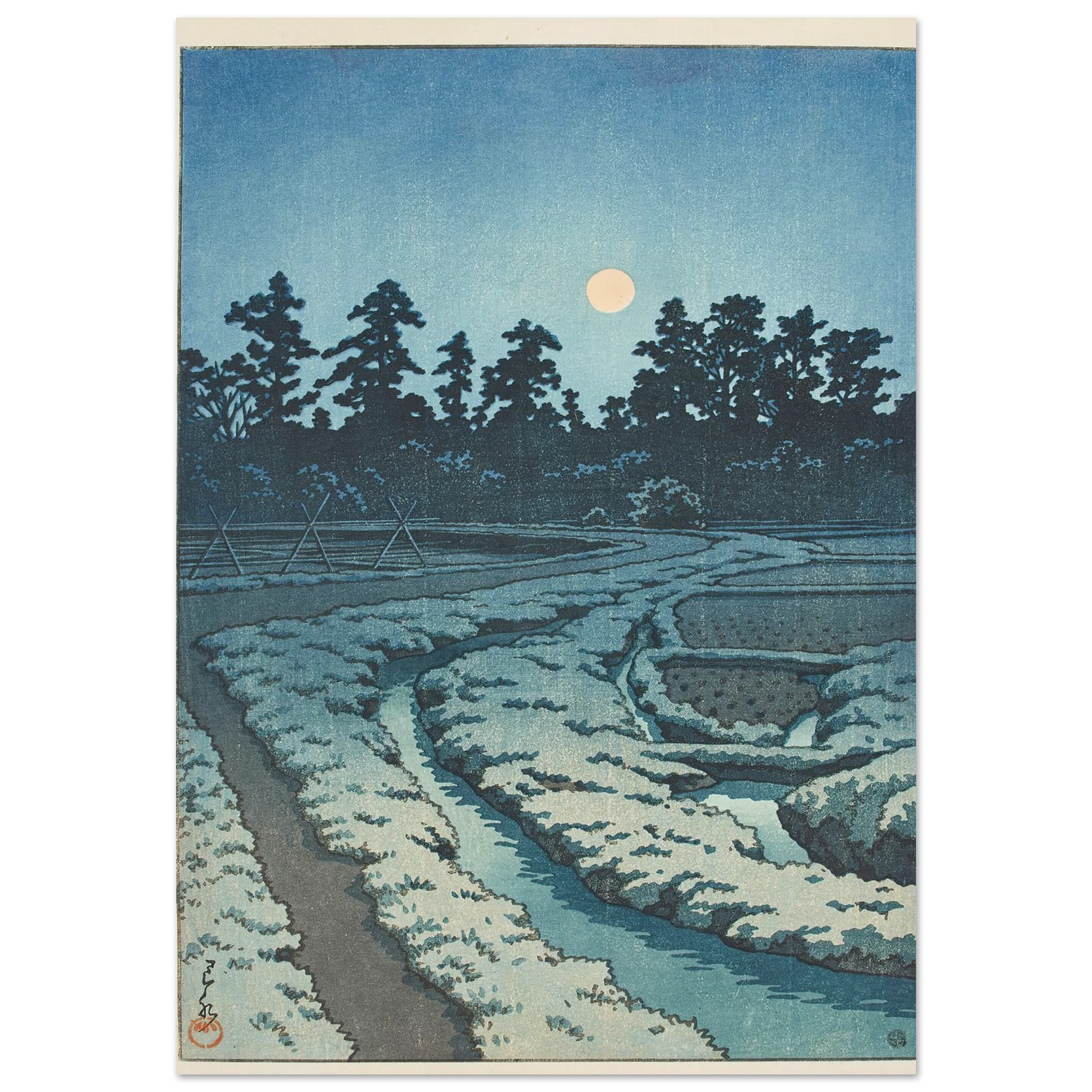 Ayashi no tsuki (Miyagi ken) (Moon at Ayashi, Miyagi Prefecture) (1946) Art Print | Kawase Hasui-Quipham Collections