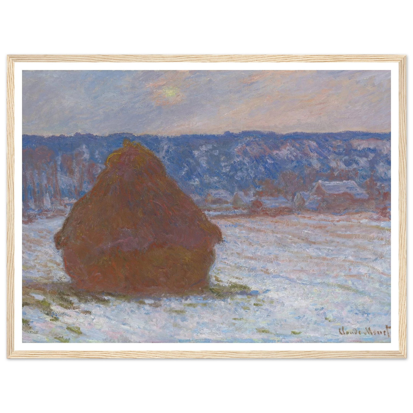Stack of Wheat (Snow Effect, Overcast Day) (1890-91) Art Print | Claude Monet-Quipham Collections