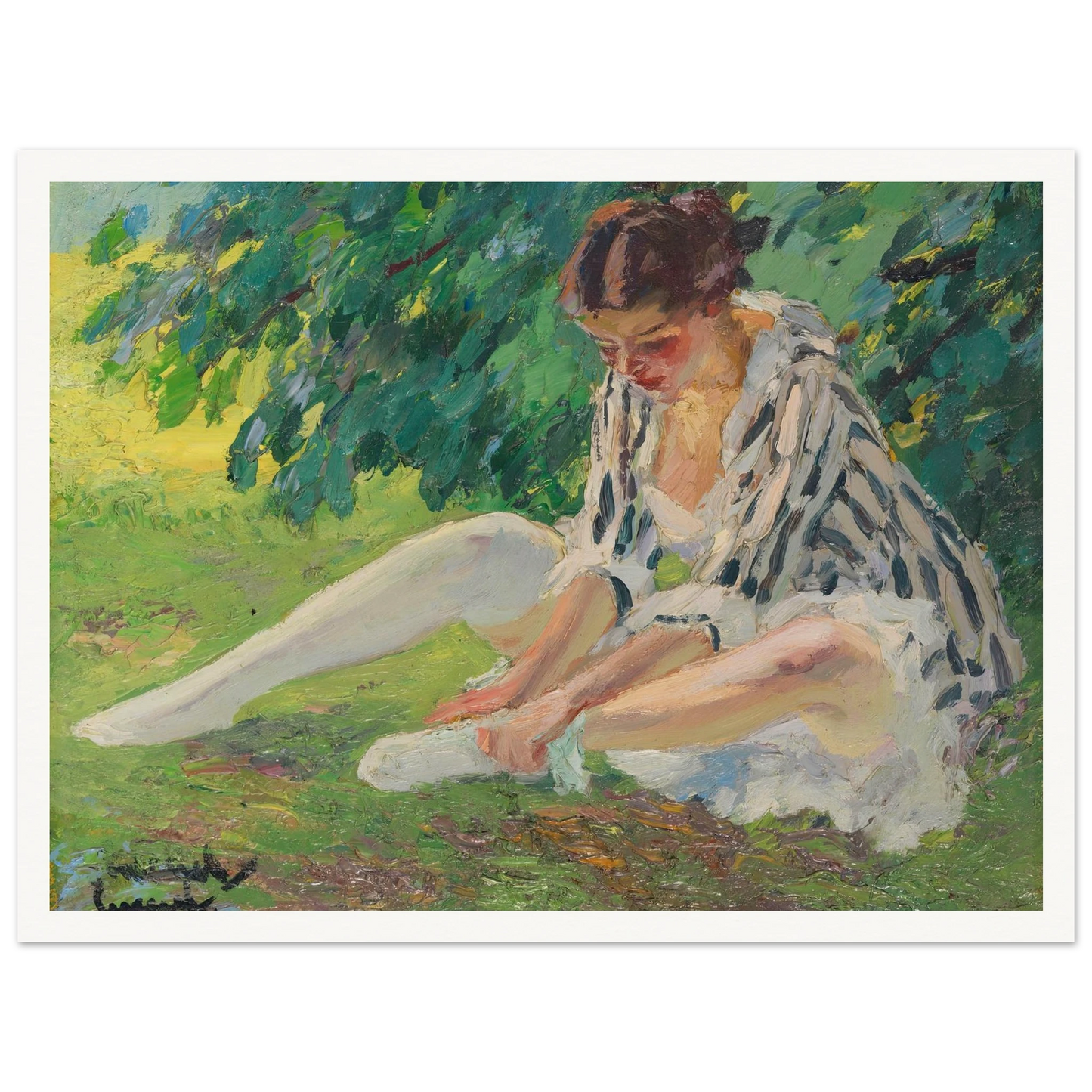 Undressing (sitting in the grass) (1910) Art Print | Edward Cucue-Quipham Collections
