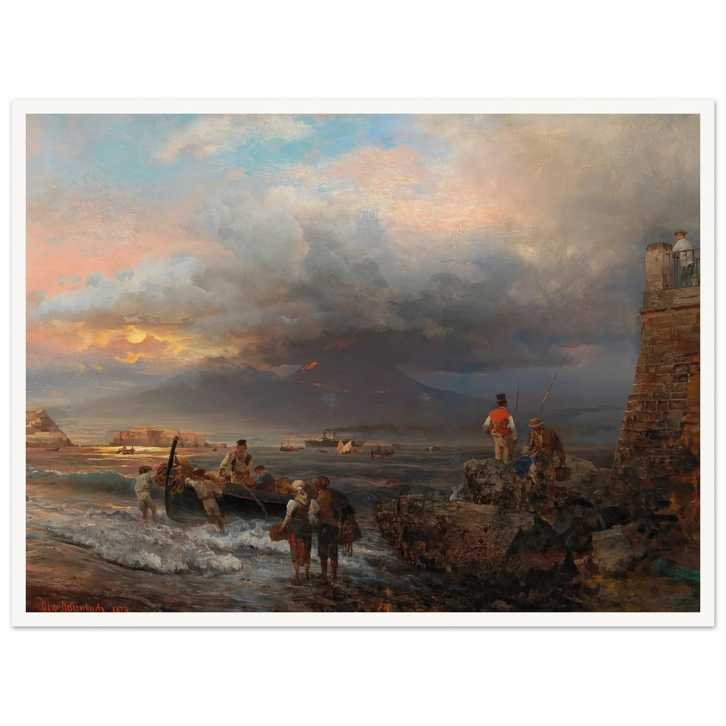 The Bay of Naples with Vesuvius in the background Art Print | Oswald Achenbach-Quipham Collections