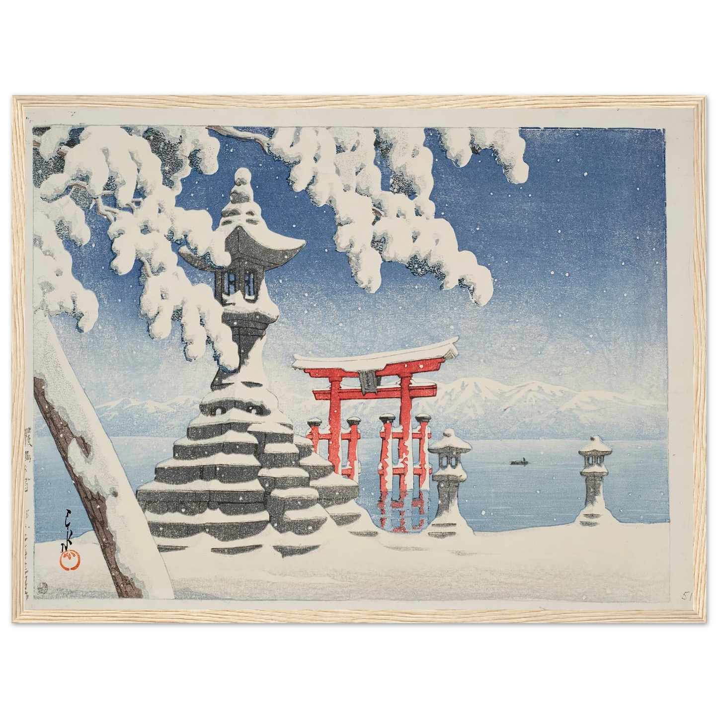 Itsukushima no yuki (Snow at Itsukushima) (1932) Art Print | Kawase Hasui-Quipham Collections