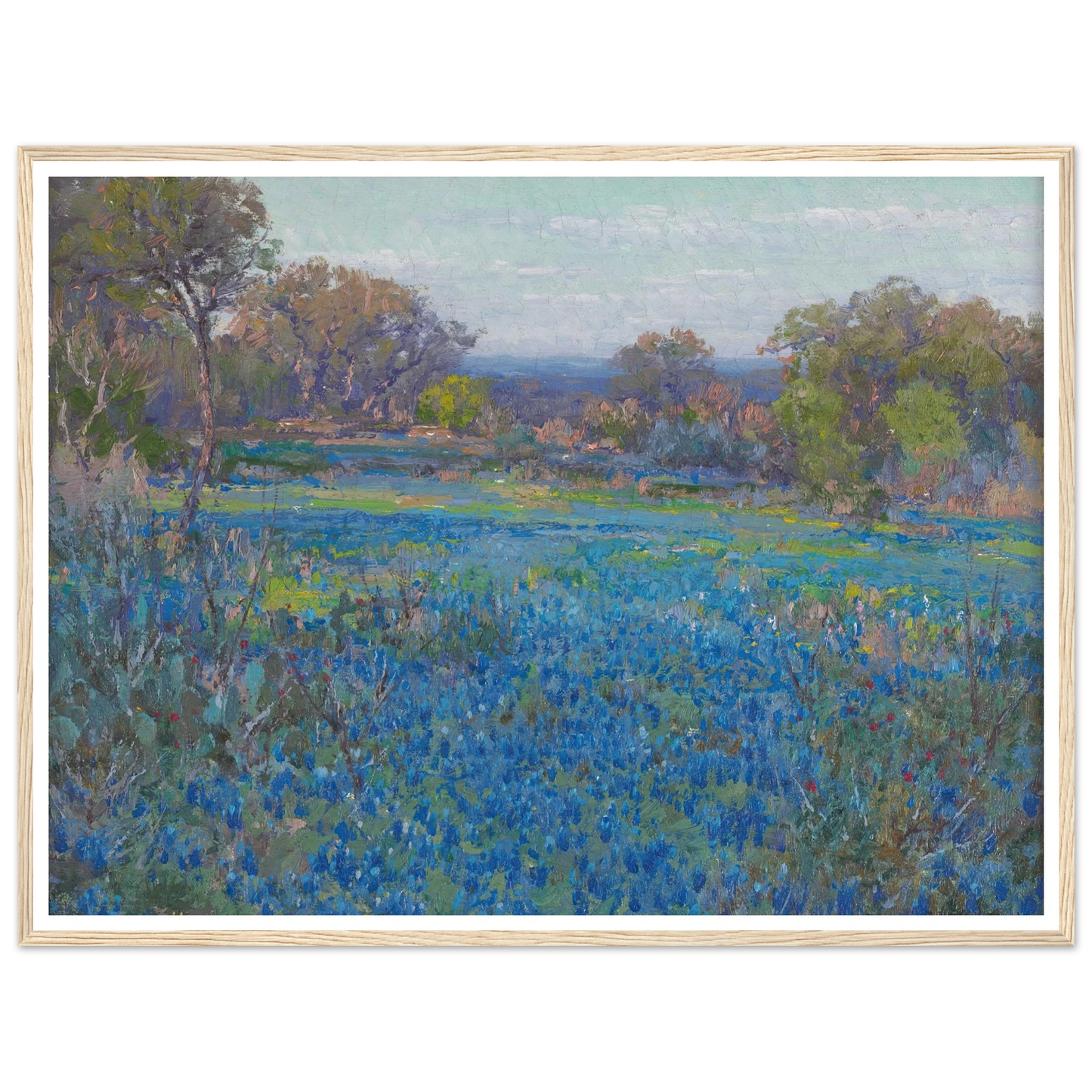 A field of Blue Bonnets, late afternoon sunlight (1919-1920) Art Print | Julian Onderdonk-Quipham Collections