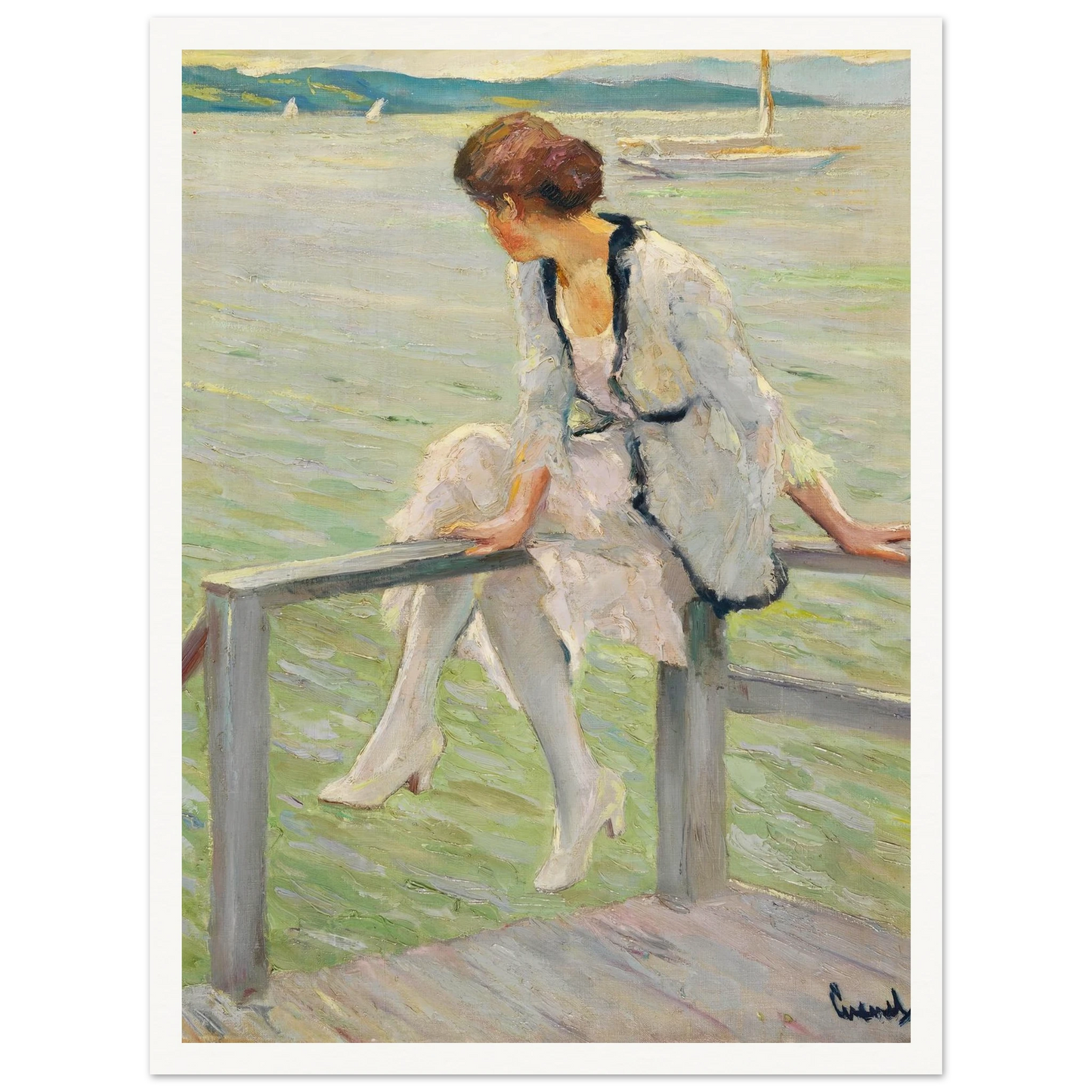 Young woman at Lake Starnberg (1915-1920) Art Print | Edward Cucue-Quipham Collections