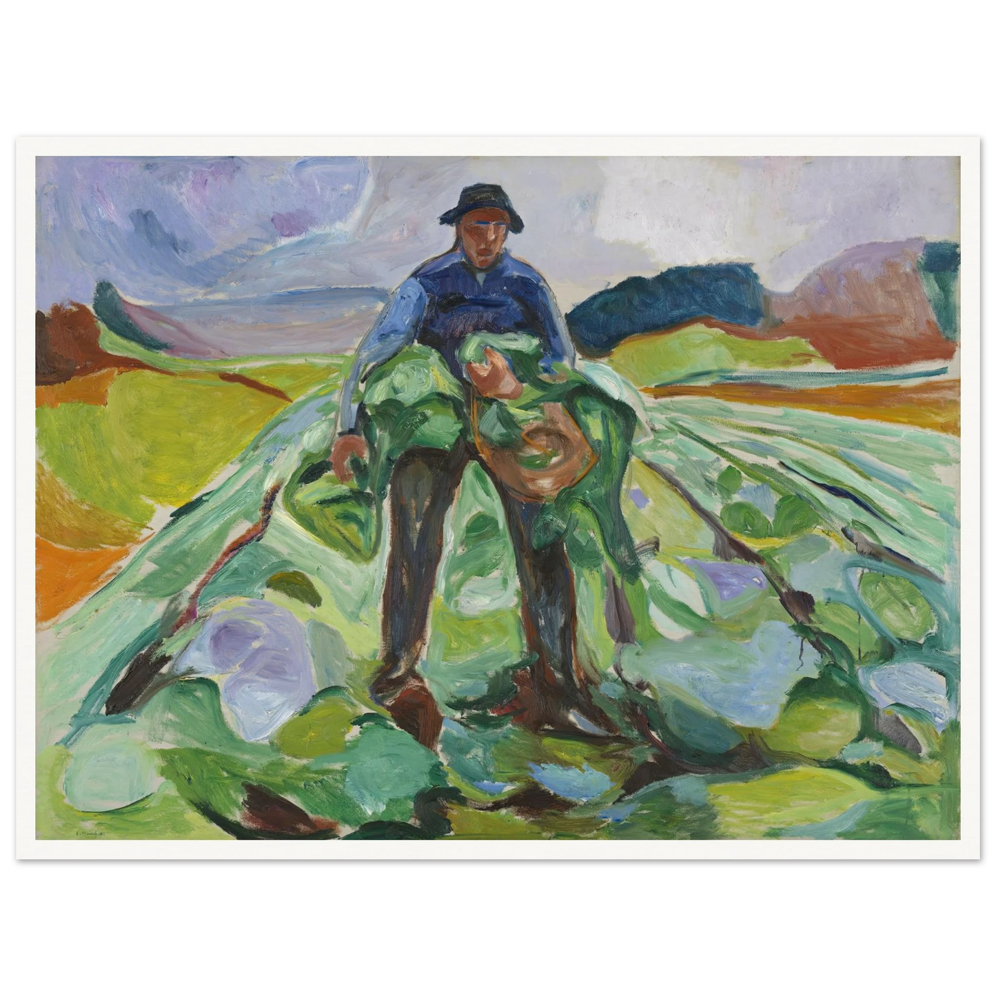 Man in the Cabbage Field (1916) Art Print | Edvard Munch-Quipham Collections