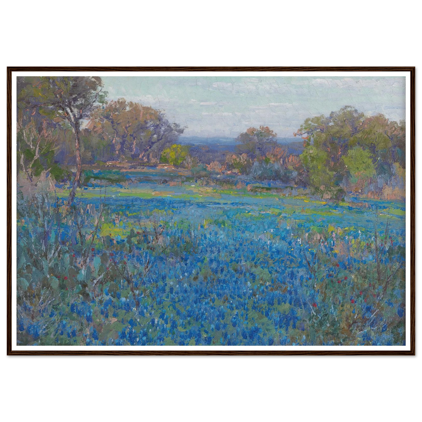 A field of Blue Bonnets, late afternoon sunlight (1919-1920) Art Print | Julian Onderdonk-Quipham Collections