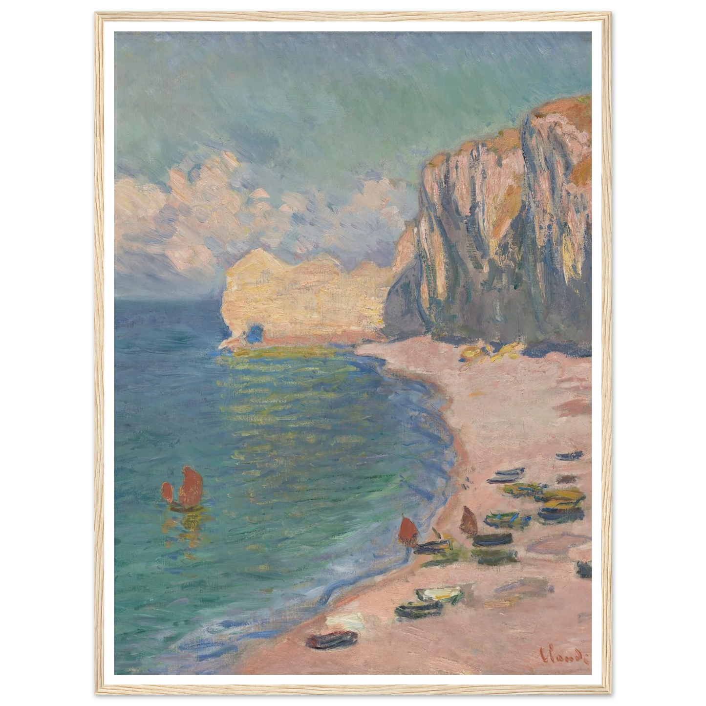 Étretat, The Beach and the Falaise d’Amont (1885) Art Print | Claude Monet-Quipham Collections