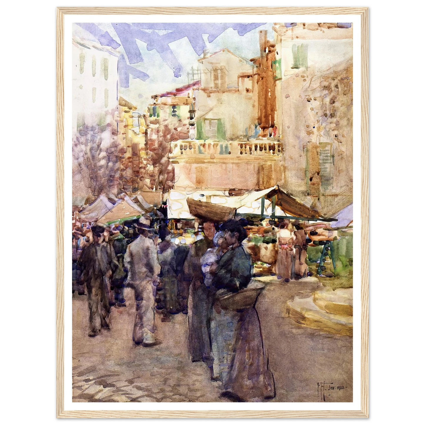 The market place, San Remo, Italy (1902) Art Print | Frances Hodgkins-Quipham Collections