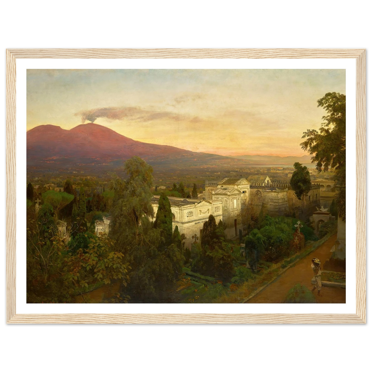 Campo Santo in Poggioreale, the Vesuvius Beyond Art Print | Oswald Achenbach-Quipham Collections