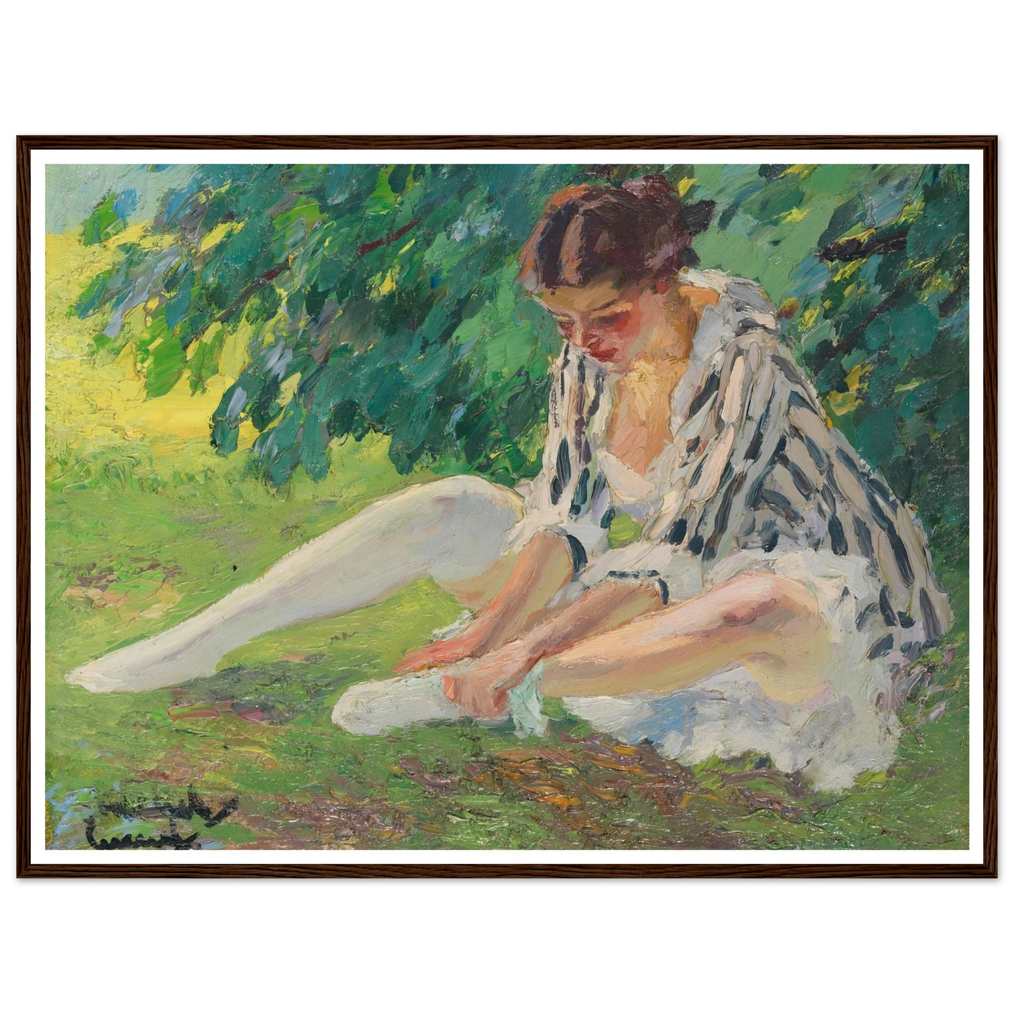 Undressing (sitting in the grass) (1910) Art Print | Edward Cucue-Quipham Collections
