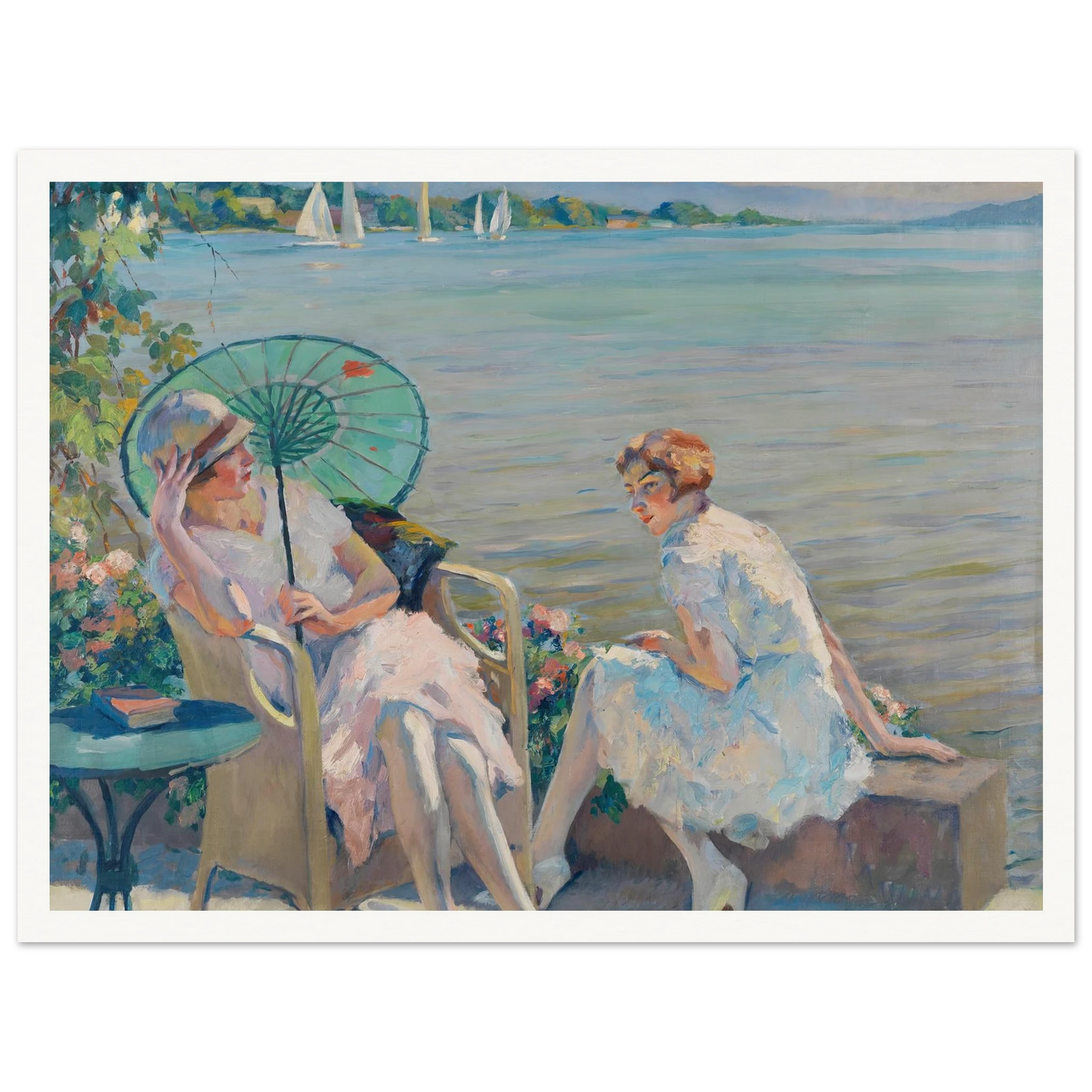 Summer afternoon at the lake (1920) Art Print | Edward Cucue-Quipham Collections