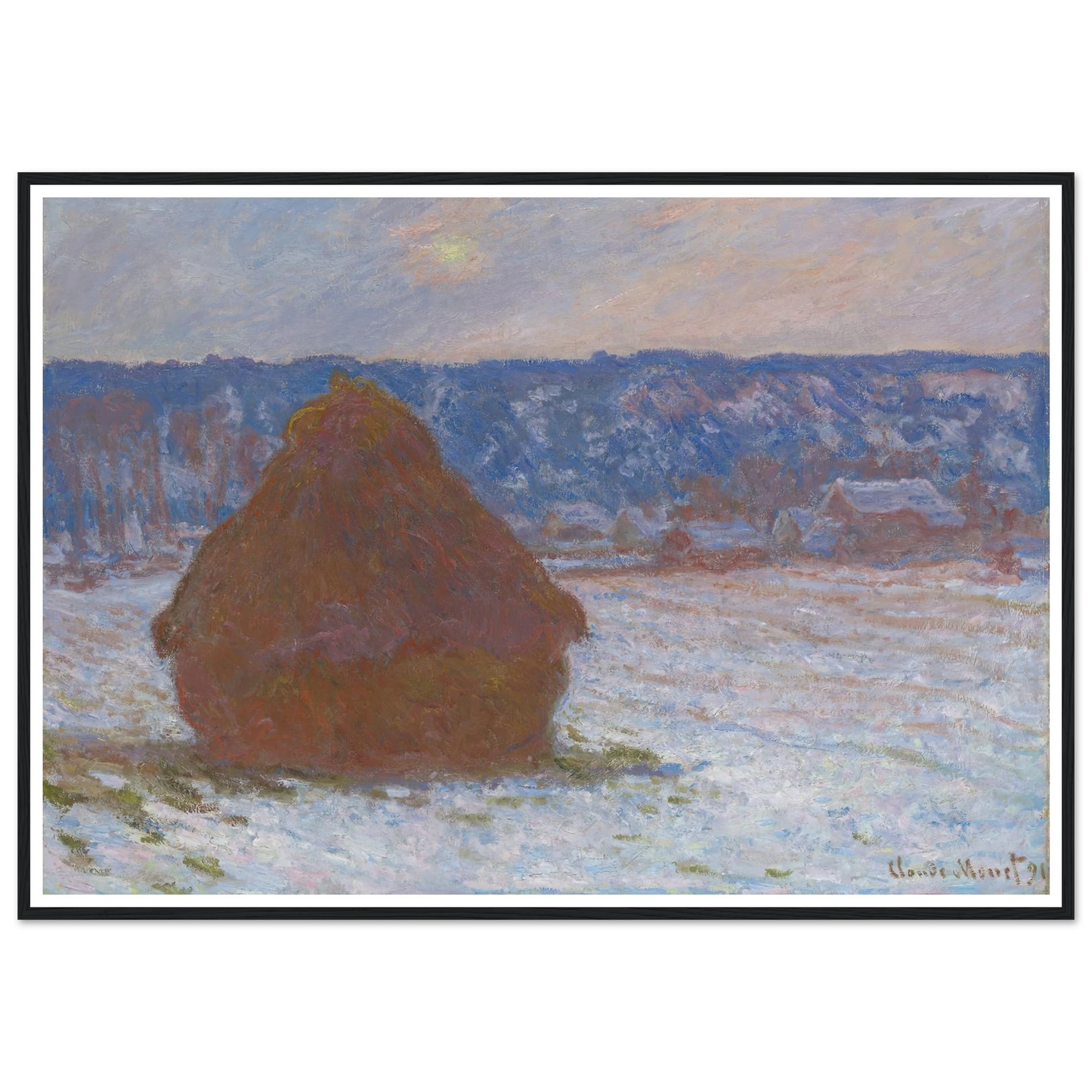 Stack of Wheat (Snow Effect, Overcast Day) (1890-91) Art Print | Claude Monet-Quipham Collections