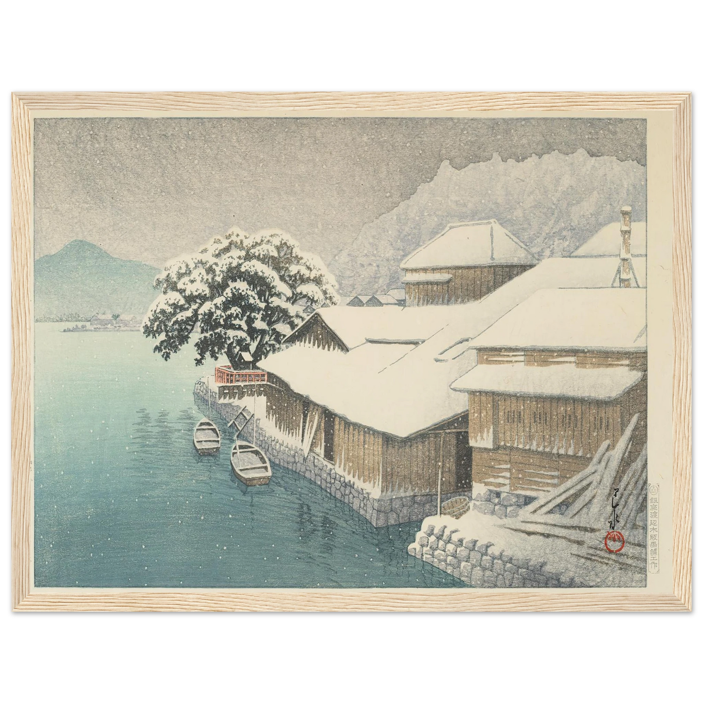 Ishinomaki no bosetsu (Evening Snow at Ishinomaki) (1935) Art Print | Kawase Hasui-Quipham Collections