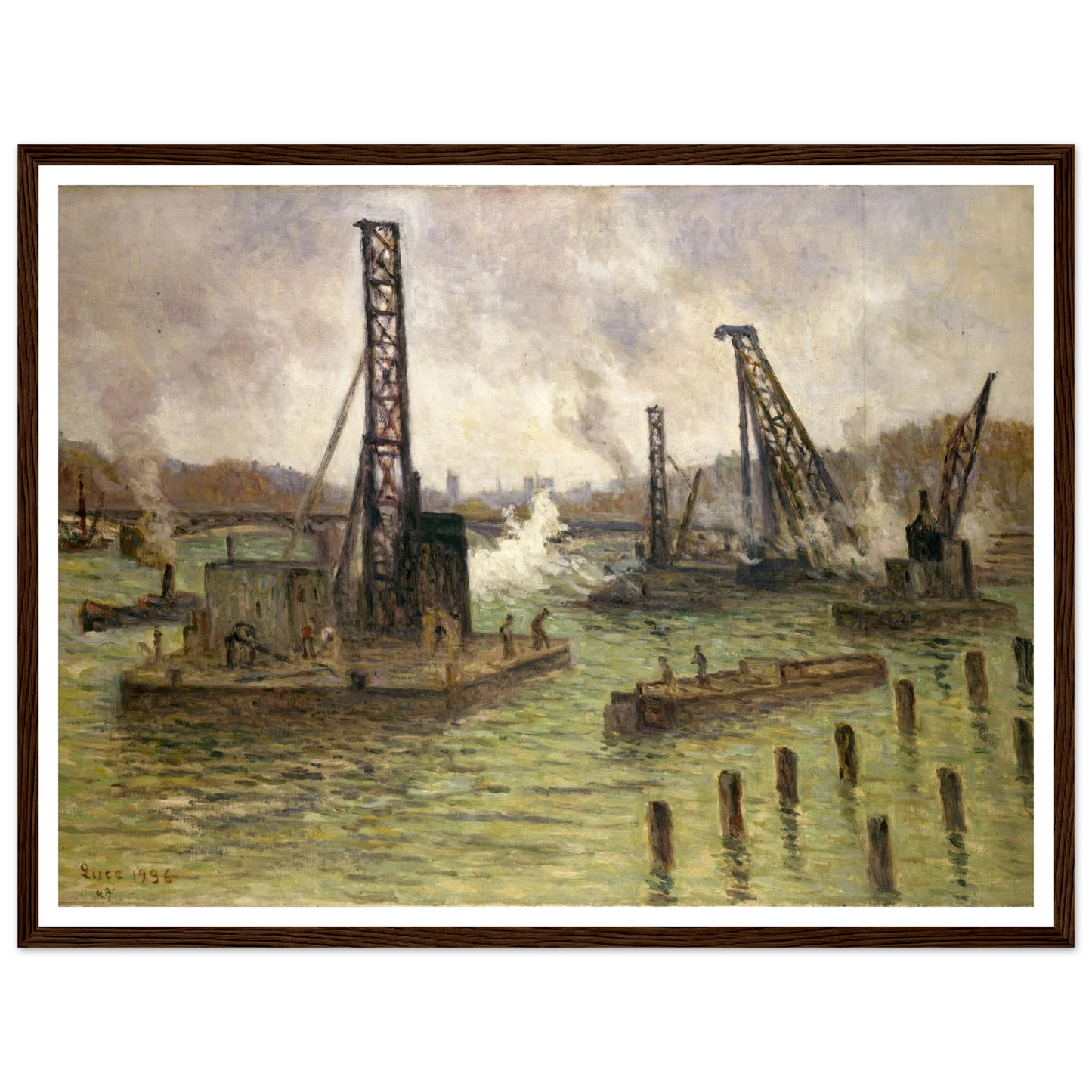 Travaux sur la Seine, au pont des Saints-Pères (1936) Art Print | Maximilien Luce-Quipham Collections